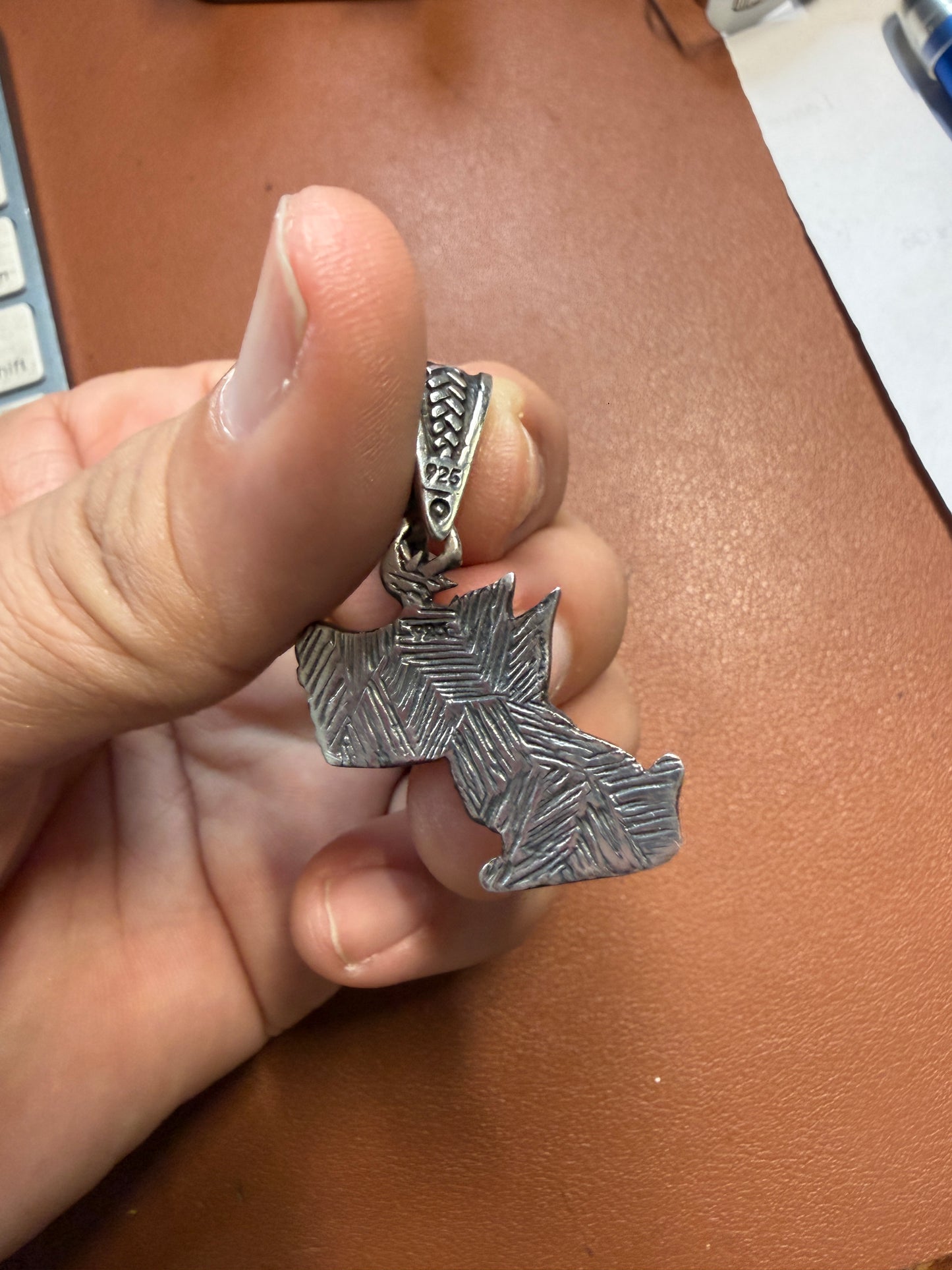 Sterling Silver Aztec Xolotl Dog Pendant, Mexican Xolo 8.74g, 925 Mexico (#12)