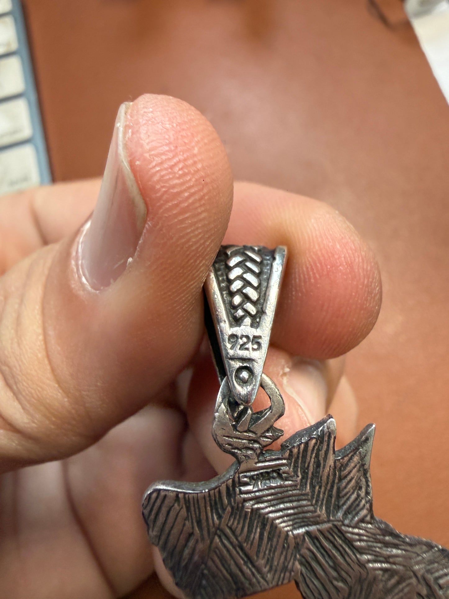Sterling Silver Aztec Xolotl Dog Pendant, Mexican Xolo 8.74g, 925 Mexico (#12)