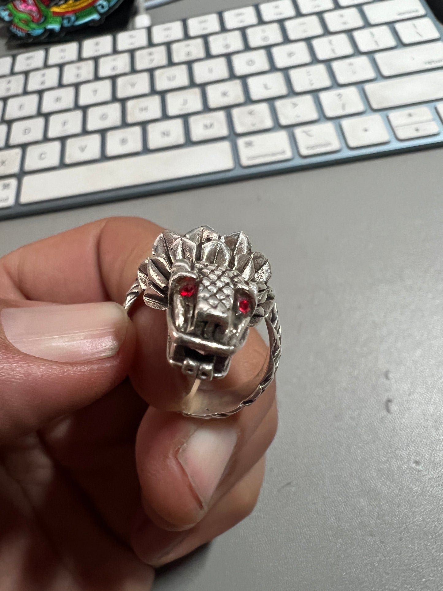 Quetzalcoatl Aztec Feathered Serpent or Kukulkan Mayan Plumbed Serpent Rings, Dragons, Sterling Silver, Ring (#4)