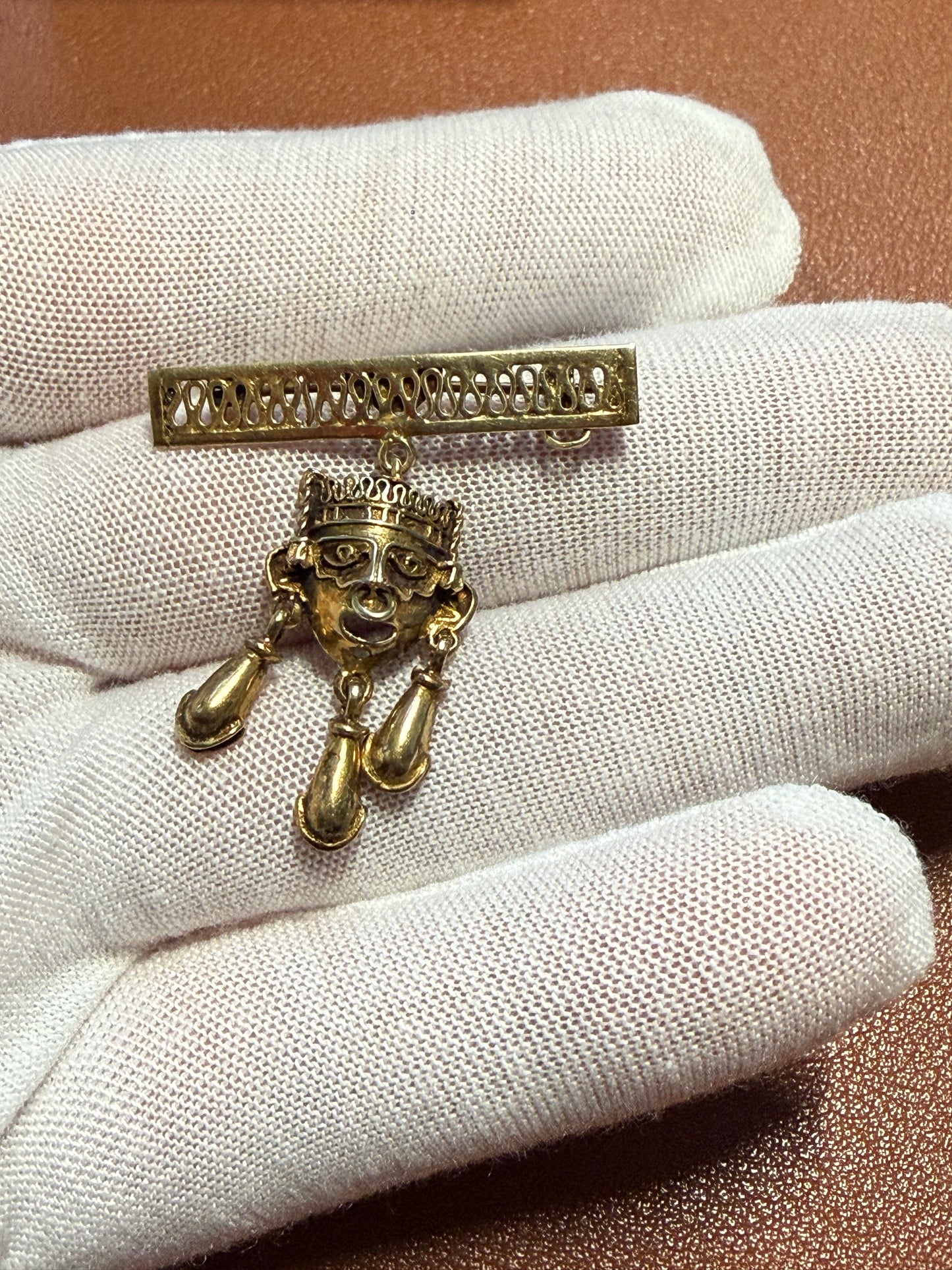 Xipe Totec Antique Sterling Silver 925 Brooch/Pin/Pendant Mayan/Aztec/Mexica #12