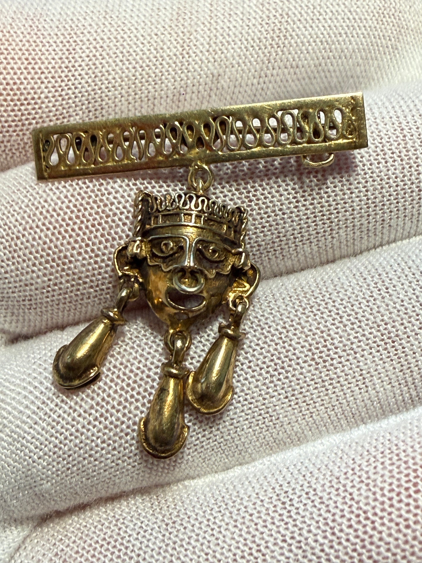 Xipe Totec Antique Sterling Silver 925 Brooch/Pin/Pendant Mayan/Aztec/Mexica #12