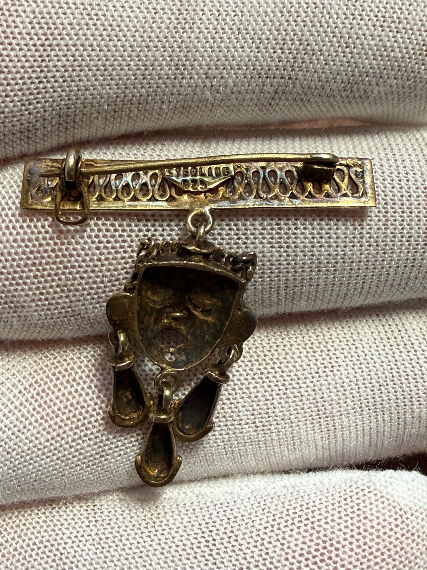 Xipe Totec Antique Sterling Silver 925 Brooch/Pin/Pendant Mayan/Aztec/Mexica #12