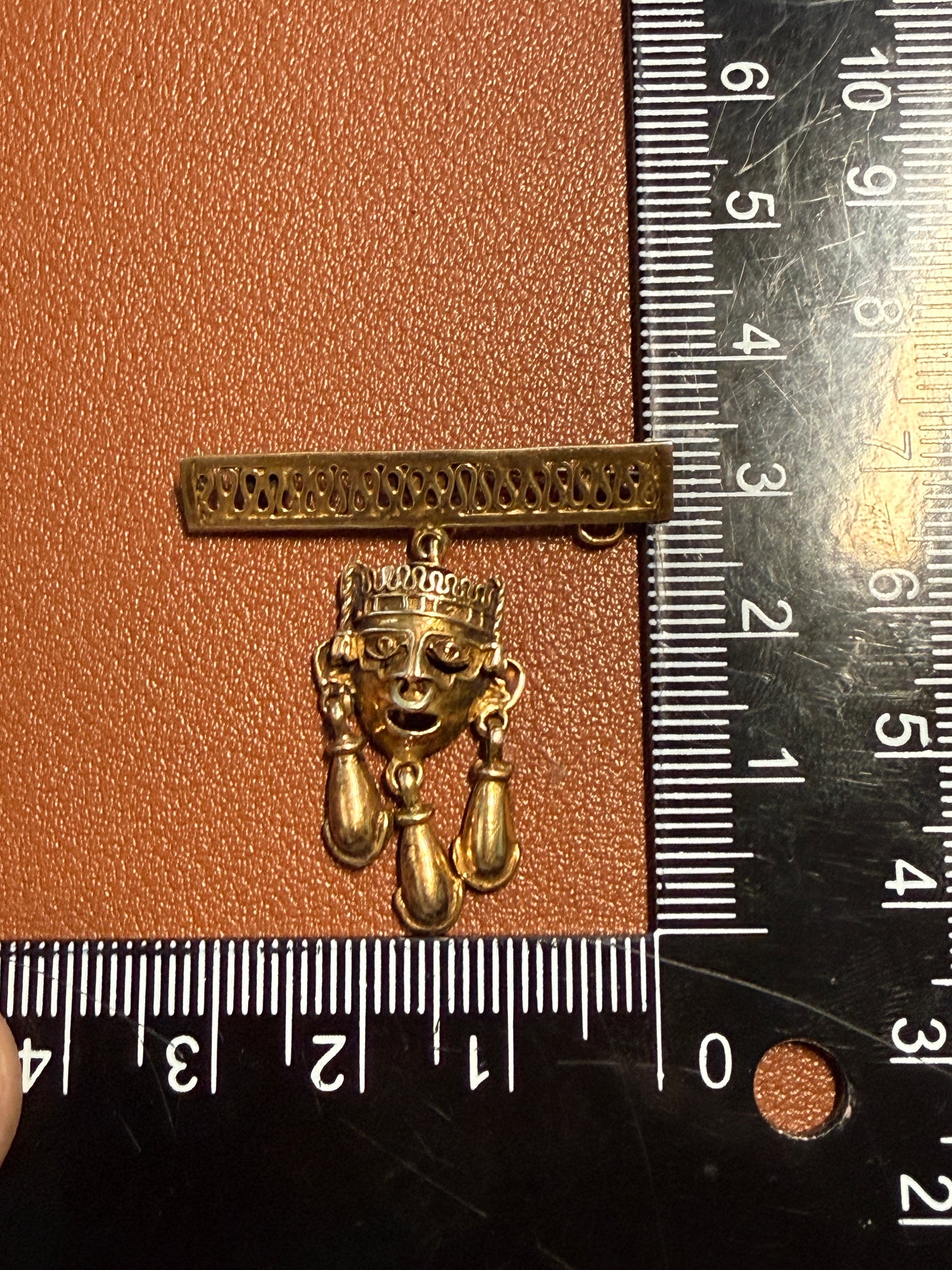 Xipe Totec Antique Sterling Silver 925 Brooch/Pin/Pendant Mayan/Aztec/Mexica #12