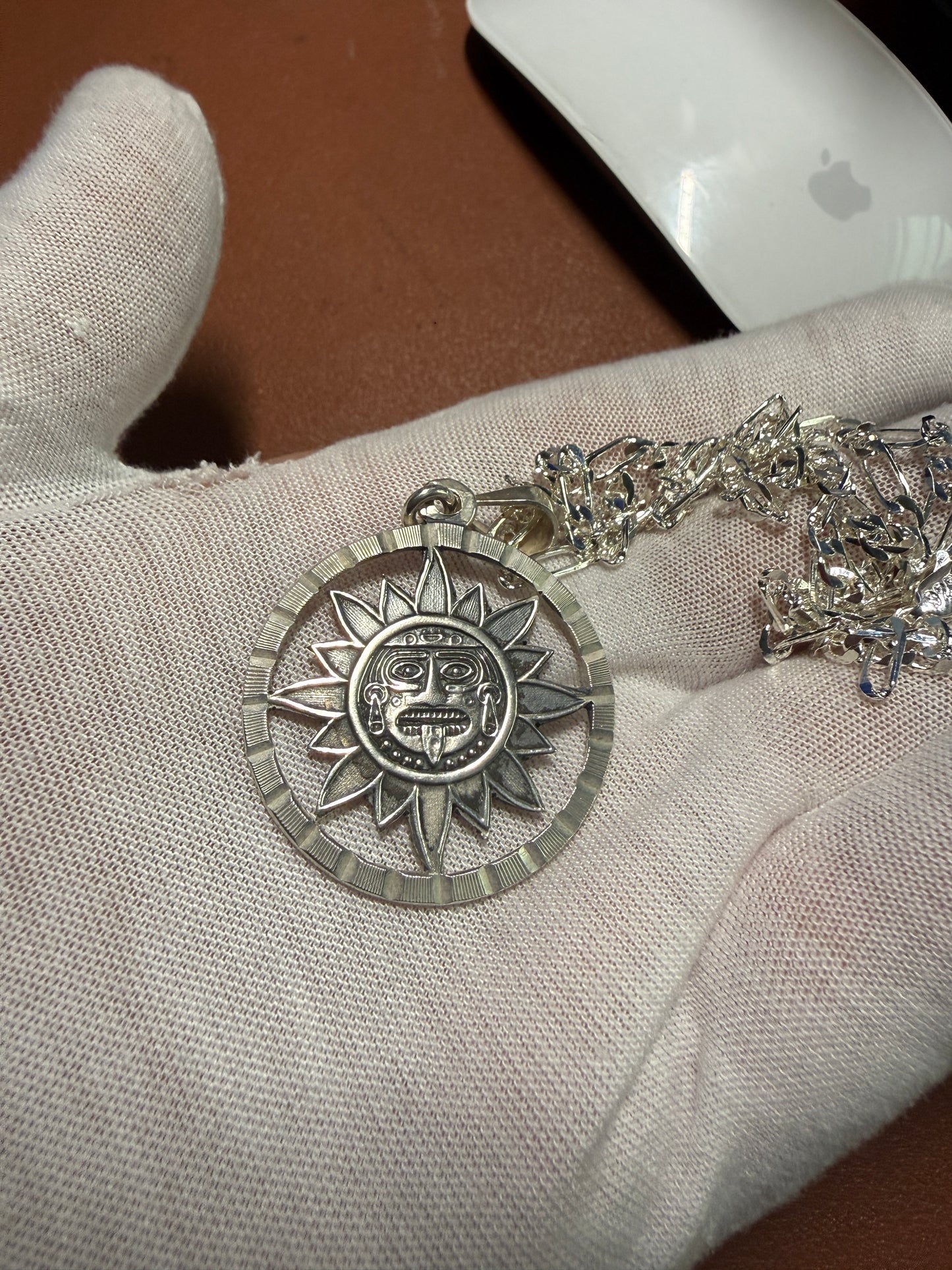 Taxco Artisan Aztec Sun God 950 Silver Stamped Vintage 1980’s 1.5” Pendant (#12)