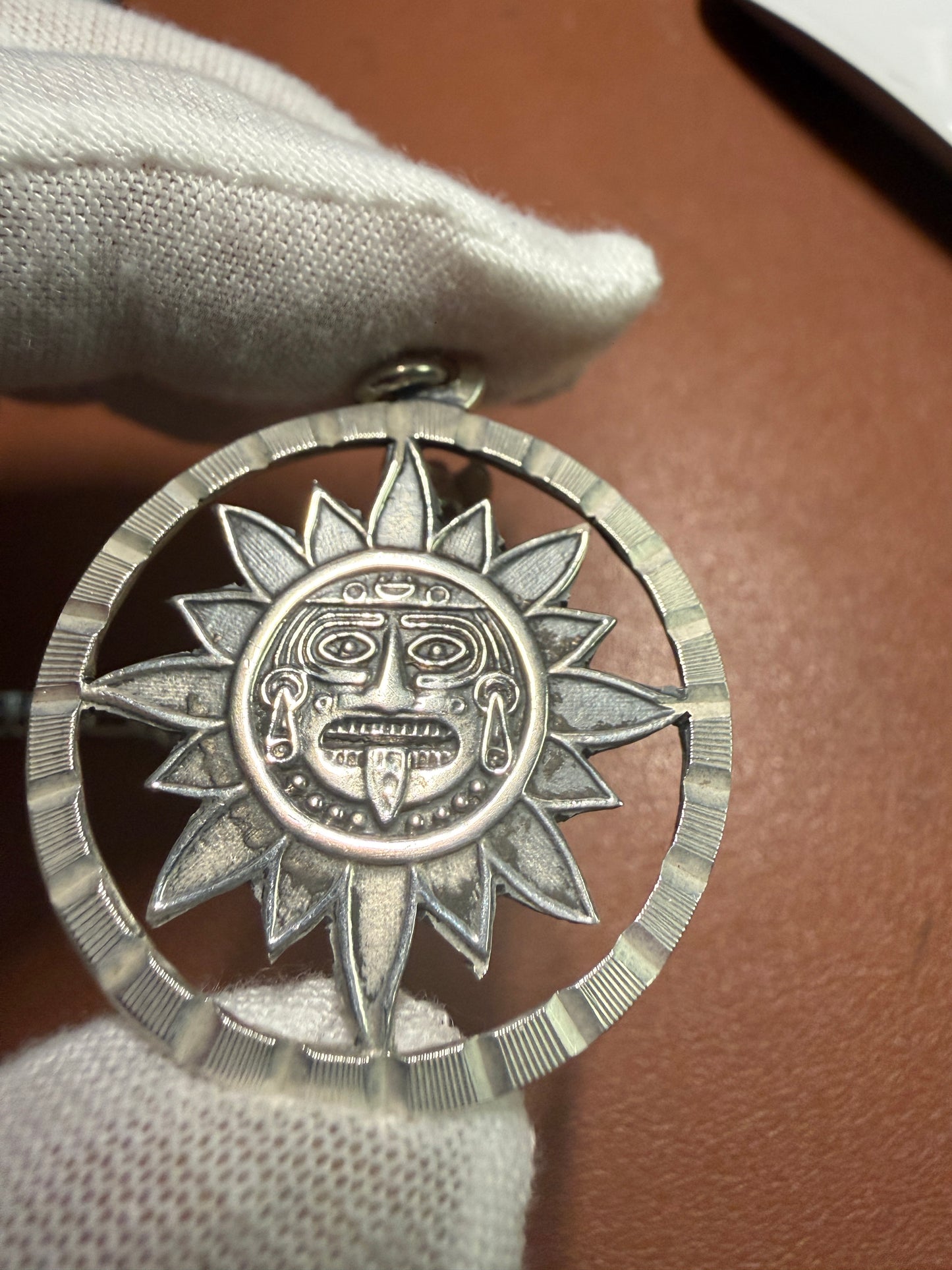 Taxco Artisan Aztec Sun God 950 Silver Stamped Vintage 1980’s 1.5” Pendant (#12)