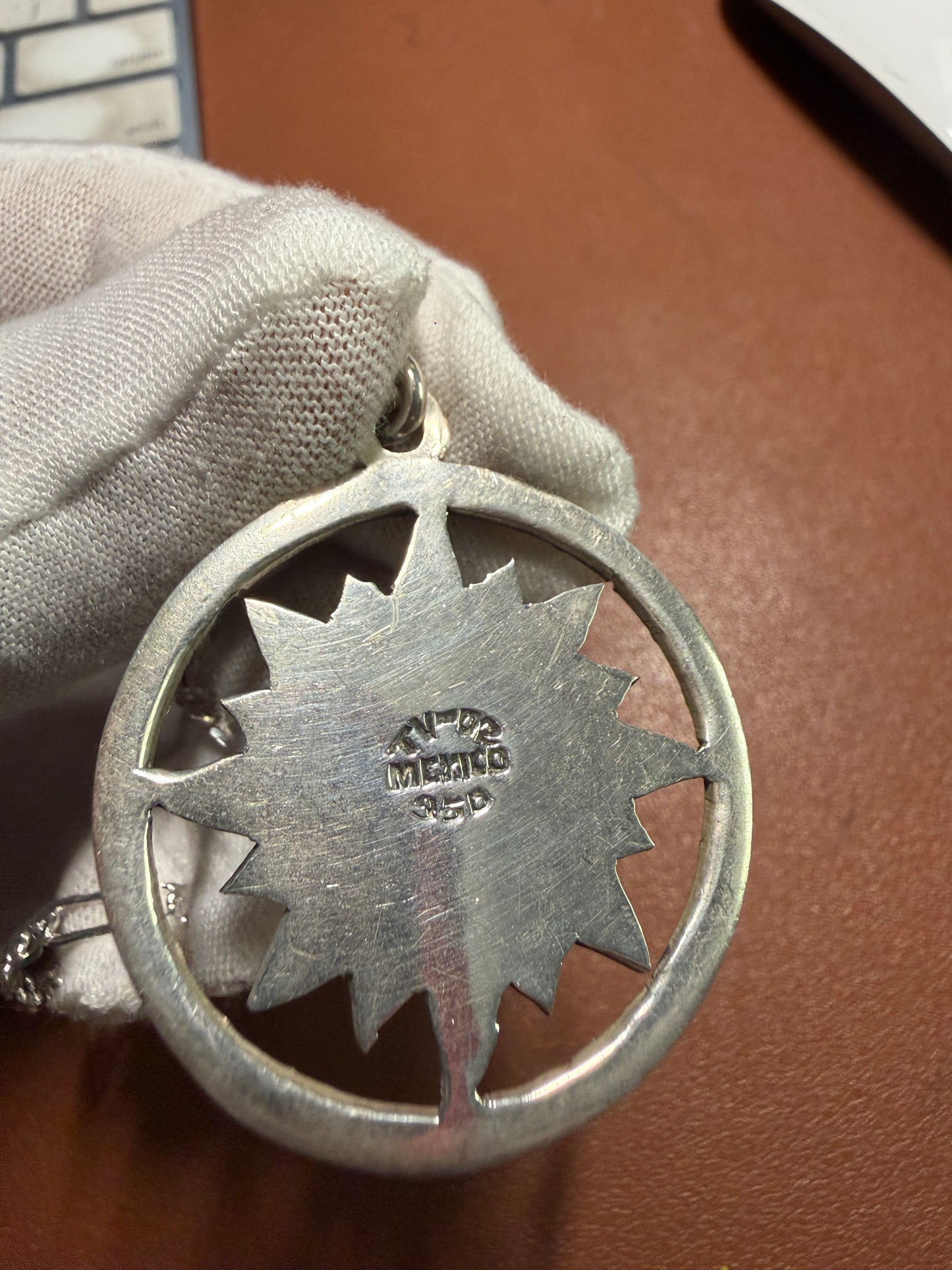 Taxco Artisan Aztec Sun God 950 Silver Stamped Vintage 1980’s 1.5” Pendant (#12)