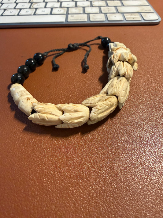 Aztec Quetzalcoatl Mayan Kukulkan handmade bracelet carved of deer antler #H