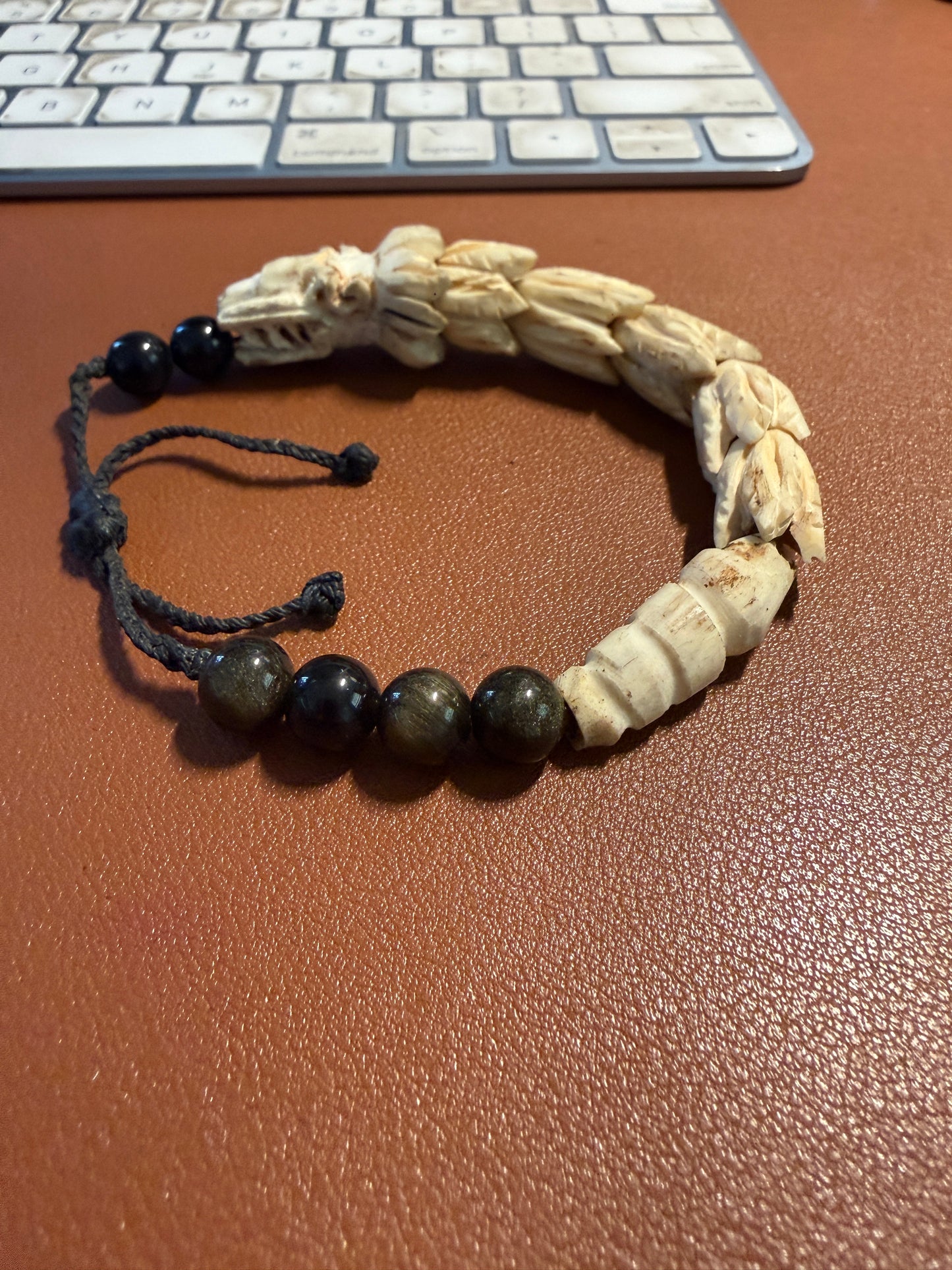 Aztec Quetzalcoatl Mayan Kukulkan handmade bracelet carved of deer antler #H