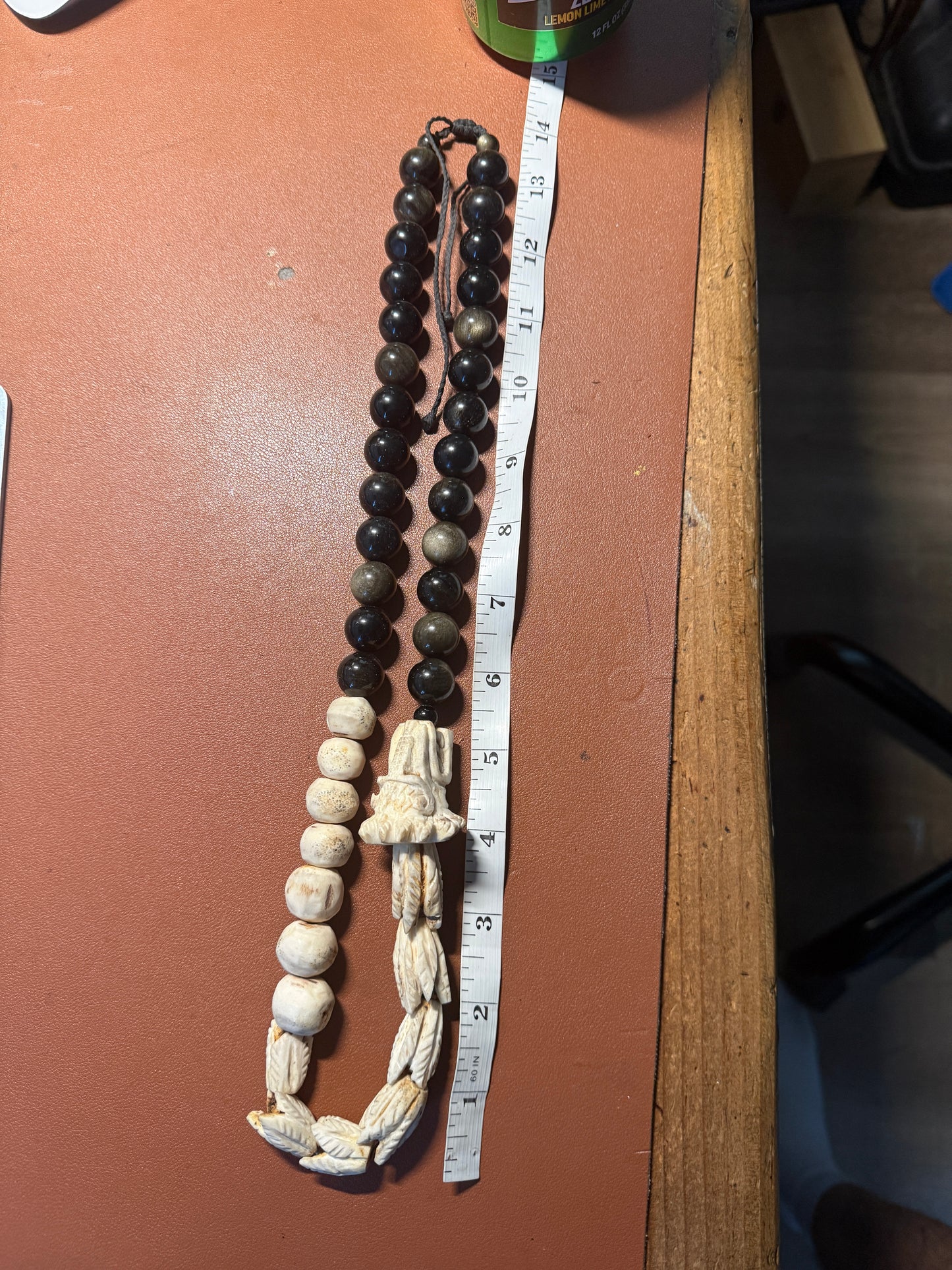 Aztec Quetzalcoatl Mayan Kukulkan handmade necklace carved of deer antler #H