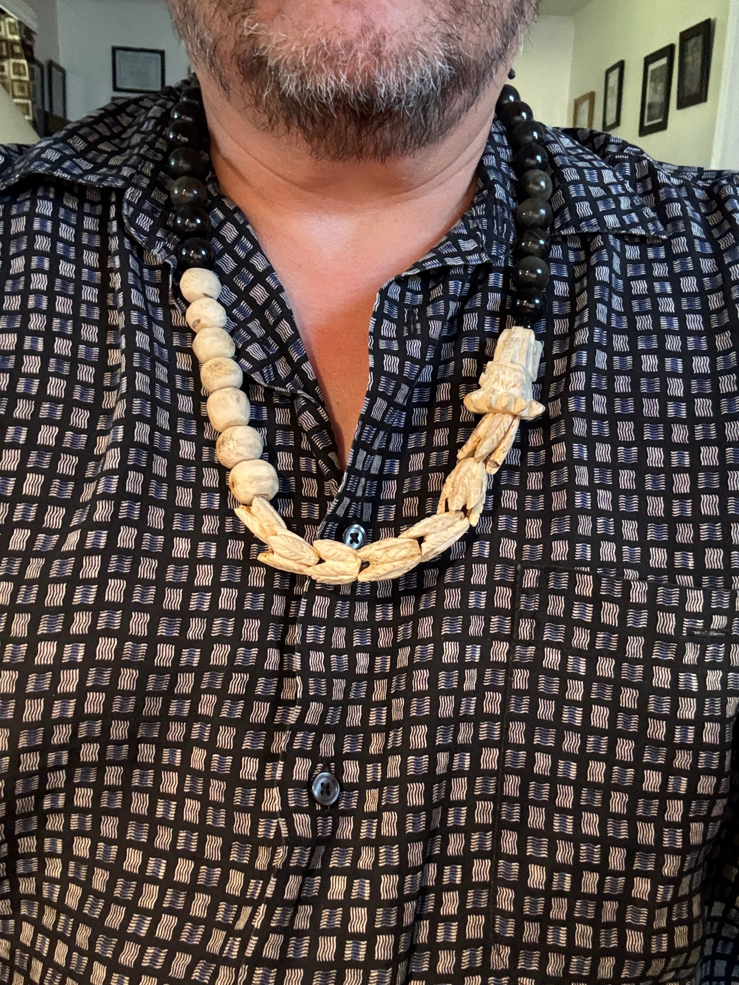 Aztec Quetzalcoatl Mayan Kukulkan handmade necklace carved of deer antler #H