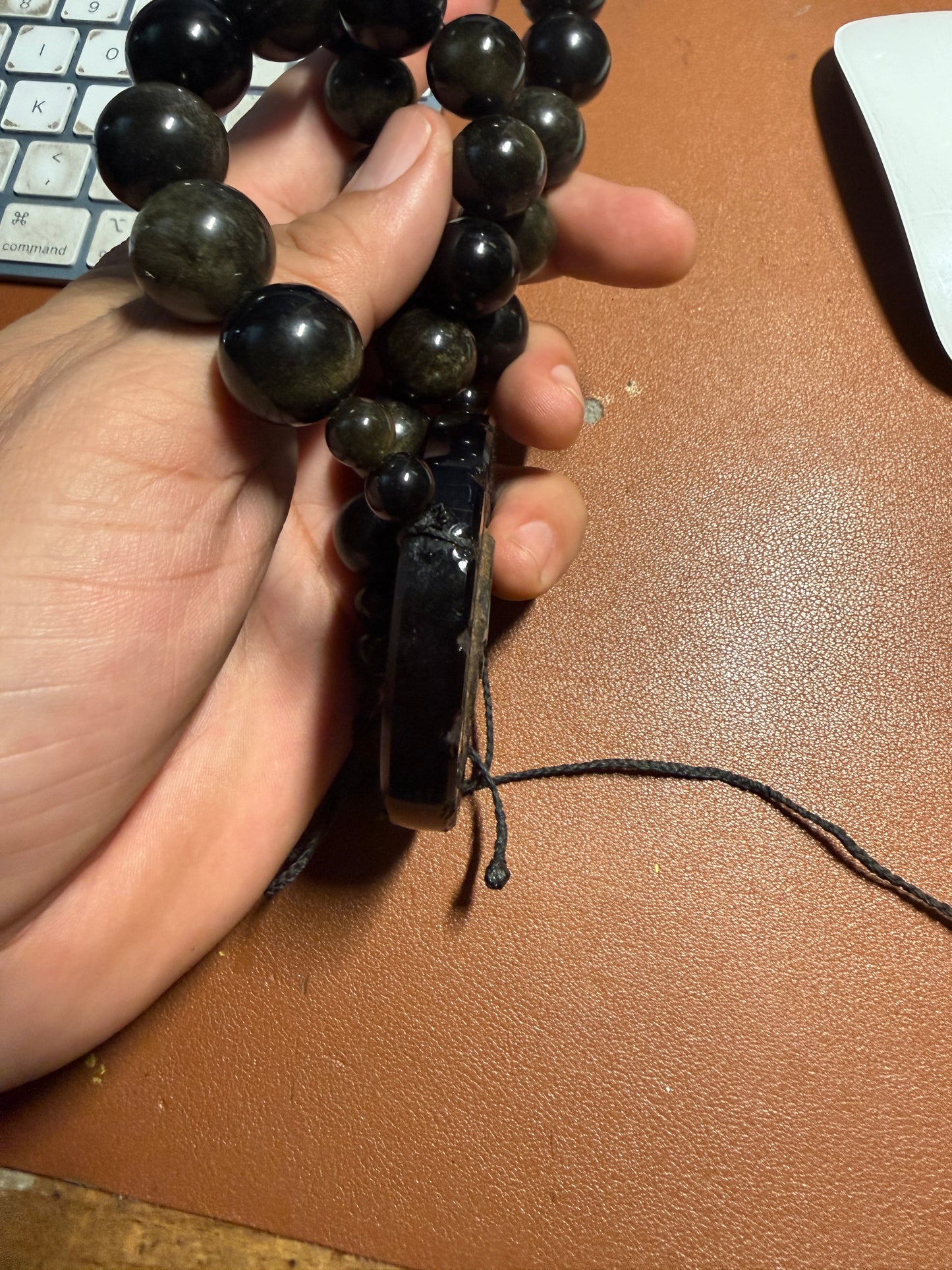 Piedra de Muerte, Stone of Death, Mexican, Obsidian Amber Pendant, Neckace, Mex #H