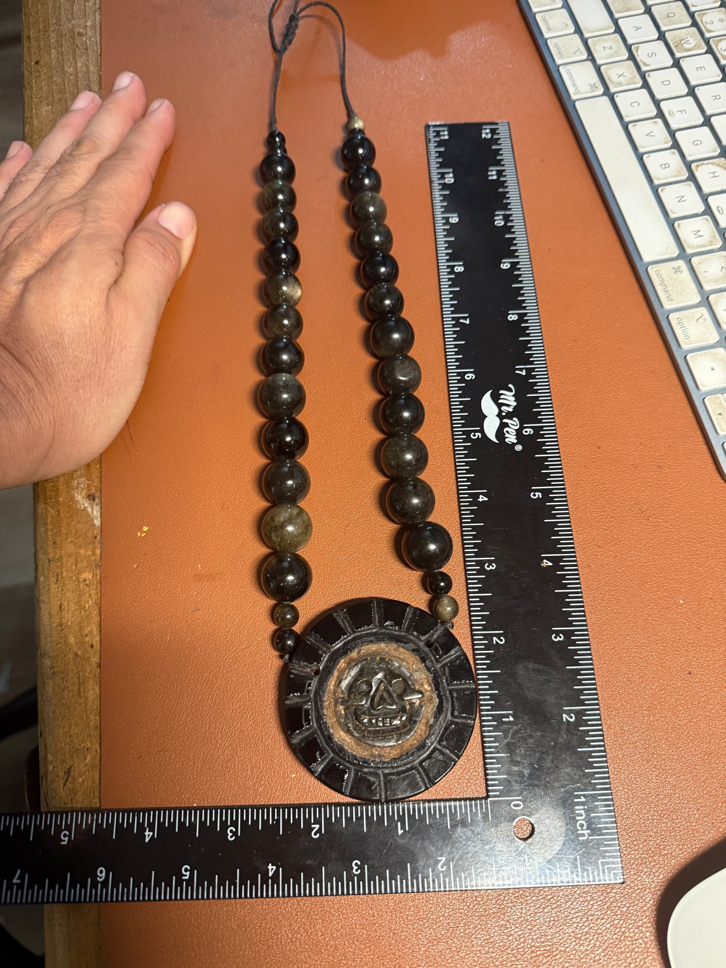 Piedra de Muerte, Stone of Death, Mexican, Obsidian Amber Pendant, Neckace, Mex #H