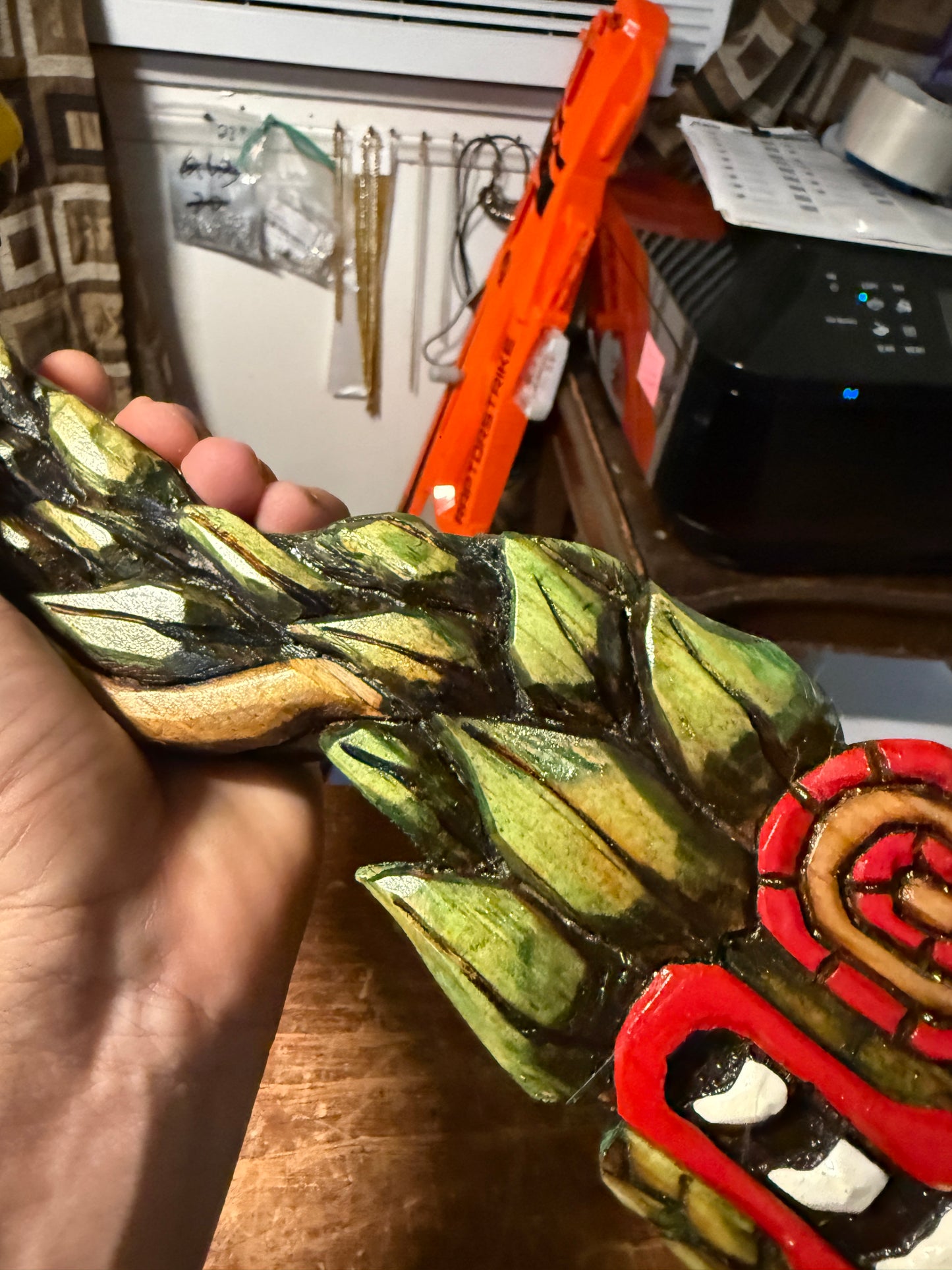 Quetzalcoatl Kukulkan Dagger, Deep Wood Carved, Painted, Azteca Obsidian Knife, Mexica Sacrificial Knives, Mayan Replica Artifacts