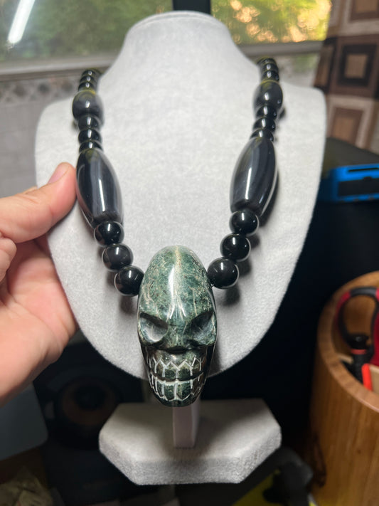 Large Jade Alien Head, Large Obsidian Beads, from Mexico, Replica Artifacts, UFOs, ETs, #14