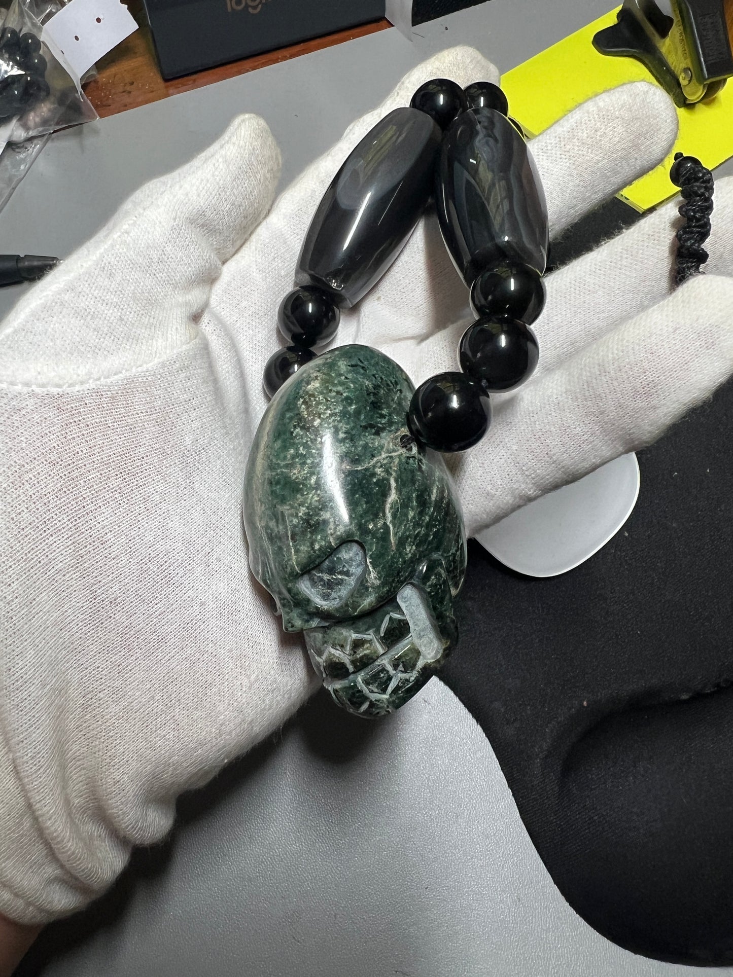 Large Jade Alien Head, Large Obsidian Beads, from Mexico, Replica Artifacts, UFOs, ETs, #14