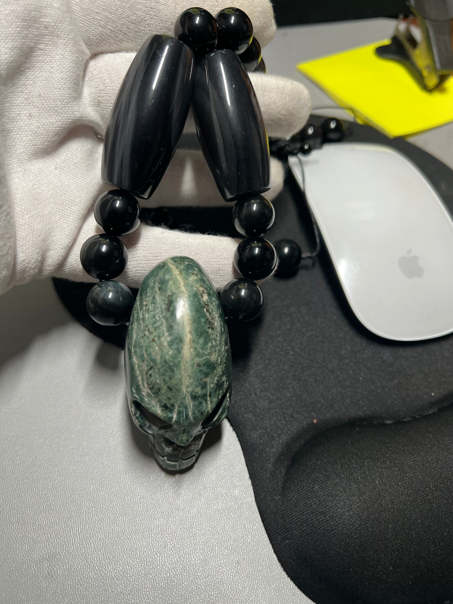 Large Jade Alien Head, Large Obsidian Beads, from Mexico, Replica Artifacts, UFOs, ETs, #14