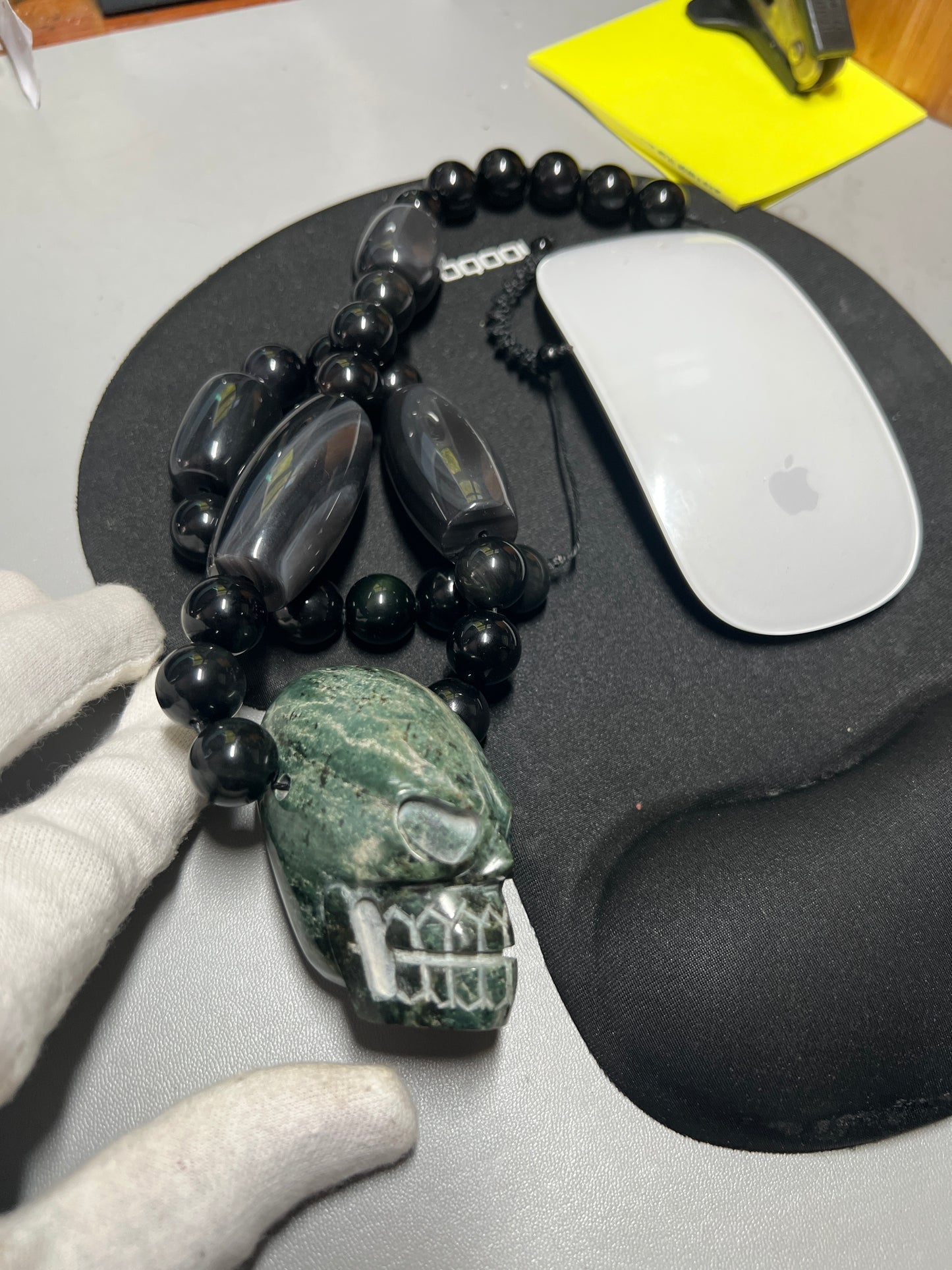 Large Jade Alien Head, Large Obsidian Beads, from Mexico, Replica Artifacts, UFOs, ETs, #14