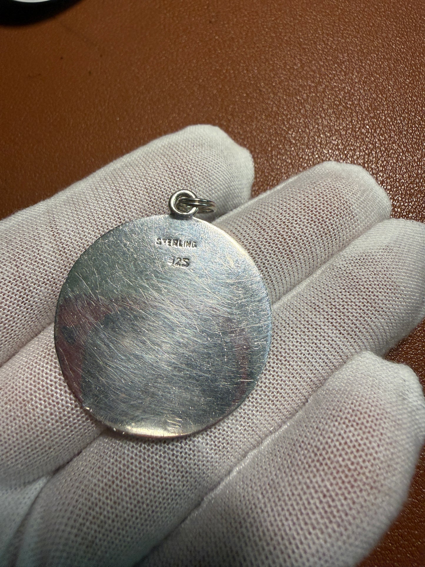 Sterling Silver Azteca Mexica Aztec Calendar Round Pendant 925 plated Chain (#10)