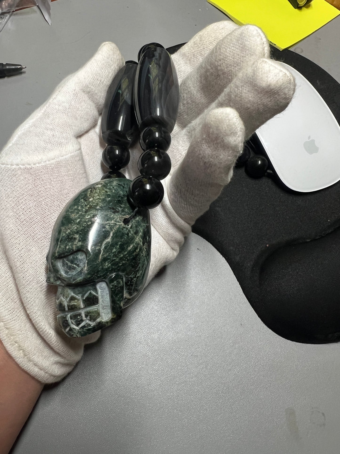 Large Jade Alien Head, Large Obsidian Beads, from Mexico, Replica Artifacts, UFOs, ETs, #14