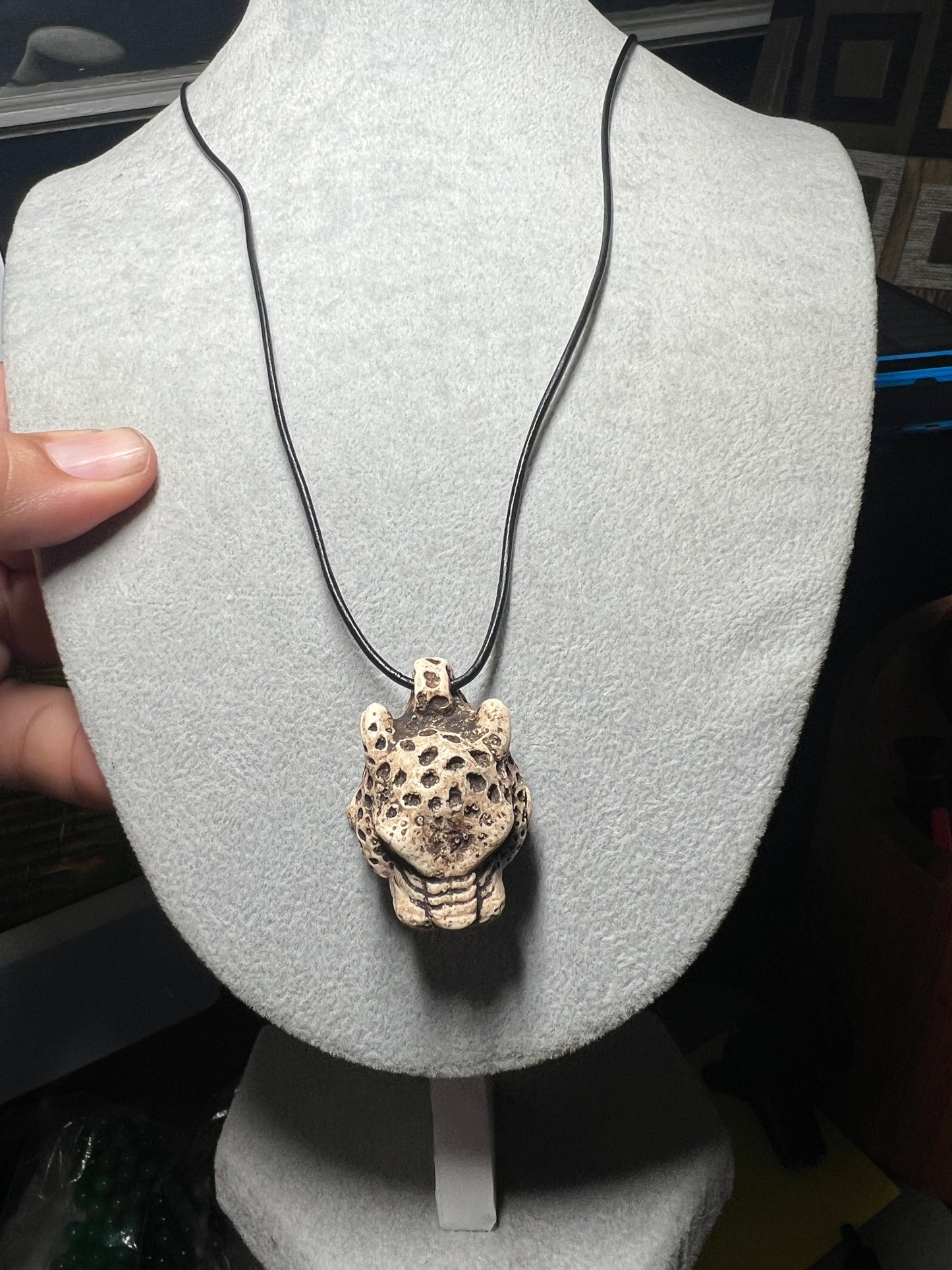 Jaguar Clay Pendant, Terra Cotta Necklace, Aztec, Mexica, Mayan, Adjustable, Mexico (#14)