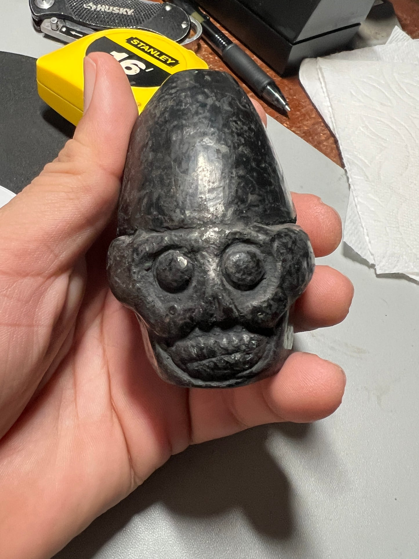 Black Mictlantecuitli Aztec Death Whistle from Teotihucan Mexico, Loud, Screams