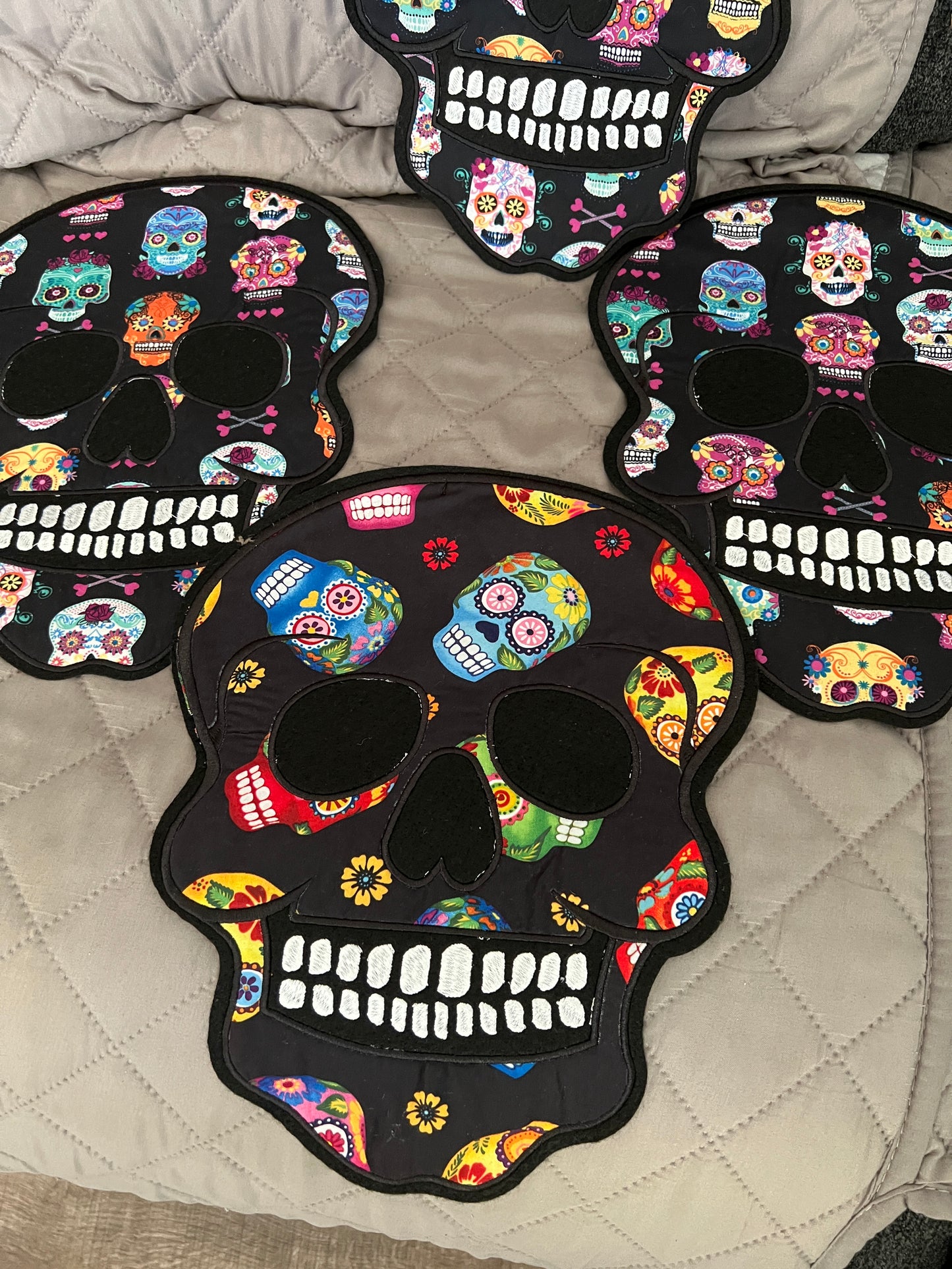 8 Large back patch Lot, Day of the Dead, dia de muertos, sugar skull print, patches on Black, Halloween, Azteca, Mexican, Coco (21)