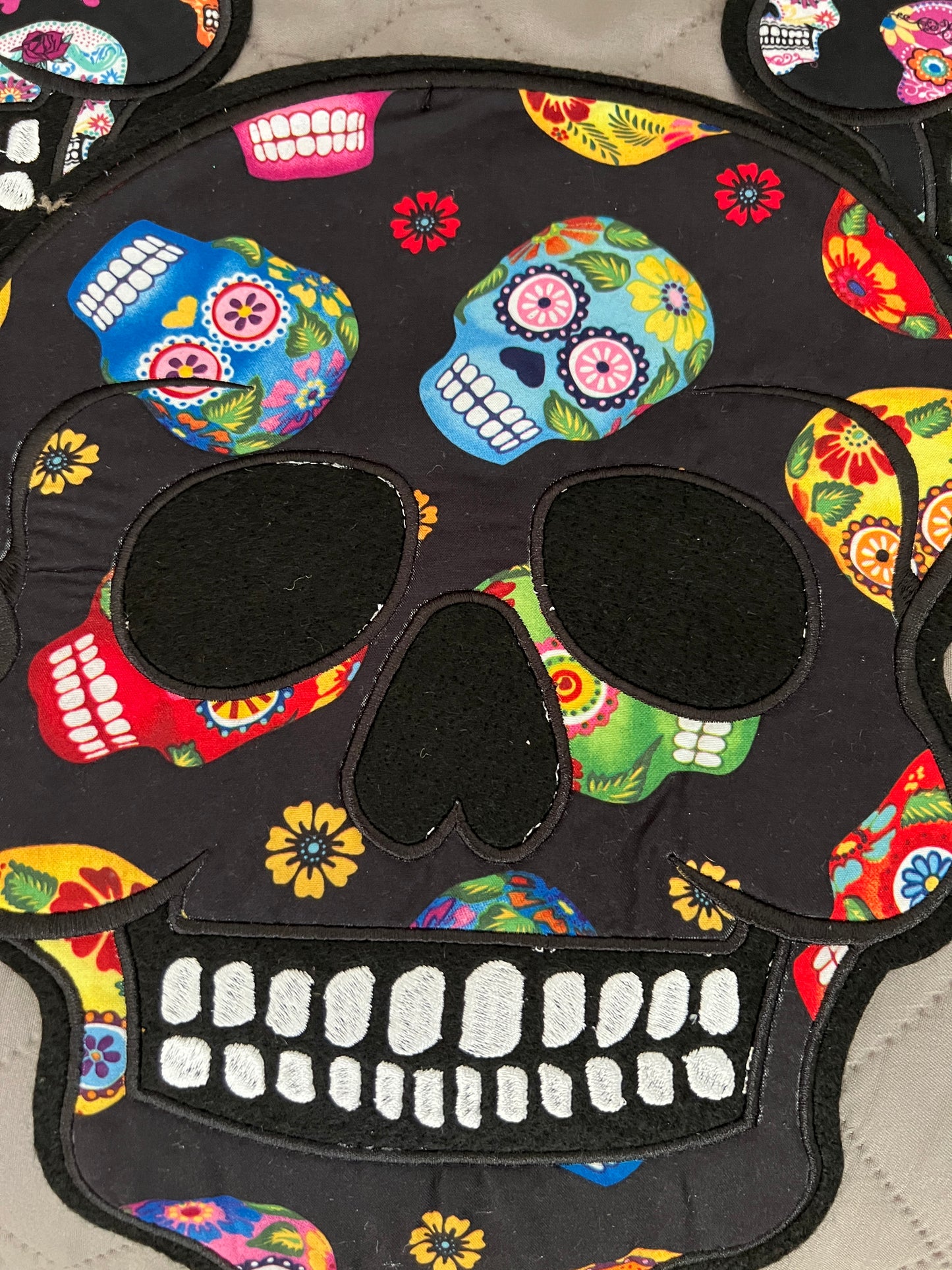 8 Large back patch Lot, Day of the Dead, dia de muertos, sugar skull print, patches on Black, Halloween, Azteca, Mexican, Coco (21)