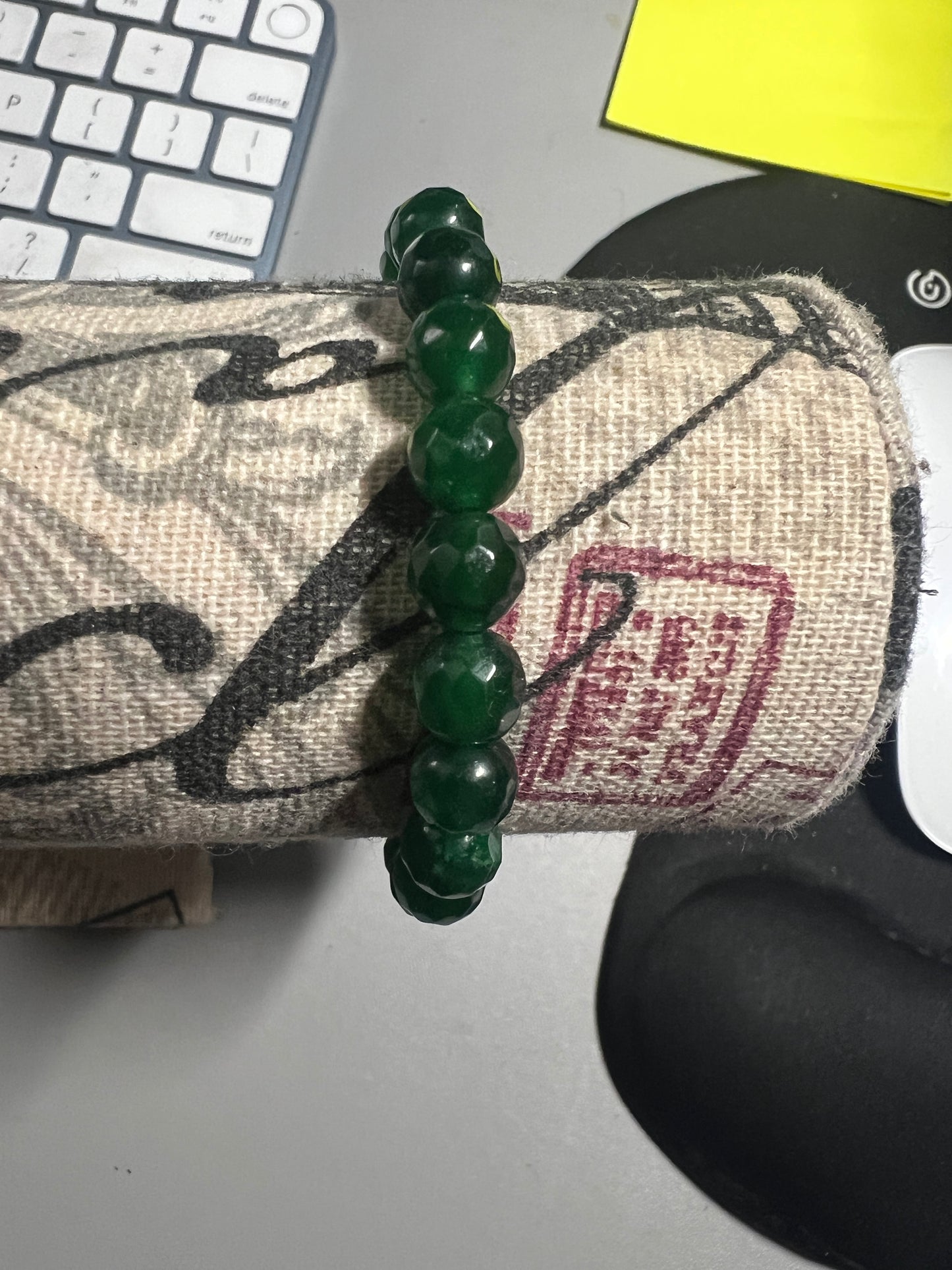 Dark Green Jade Bracelet Women Girls Handmade Natural Stone Mexican Aztec #7