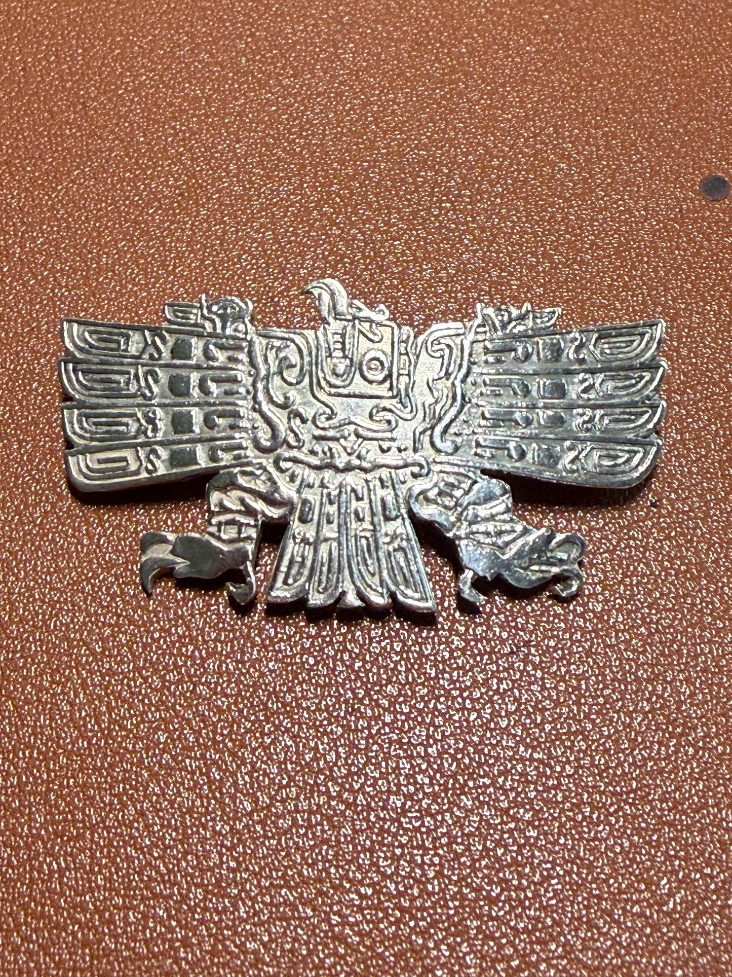 Cuauhtemoc Aztec Emperor Descending Eagle Pin Sterling 925 Peru 13g Vintage (#5)