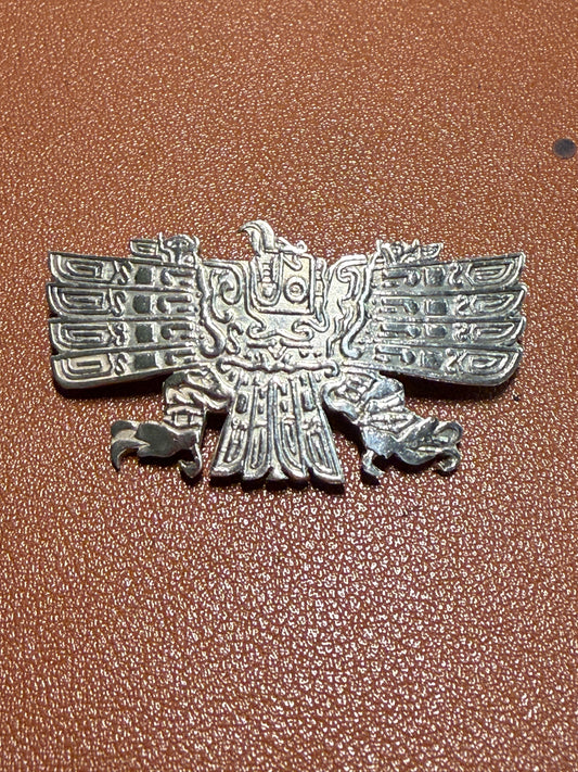 Cuauhtemoc Aztec Emperor Descending Eagle Pin Sterling 925 Peru 13g Vintage (#5)