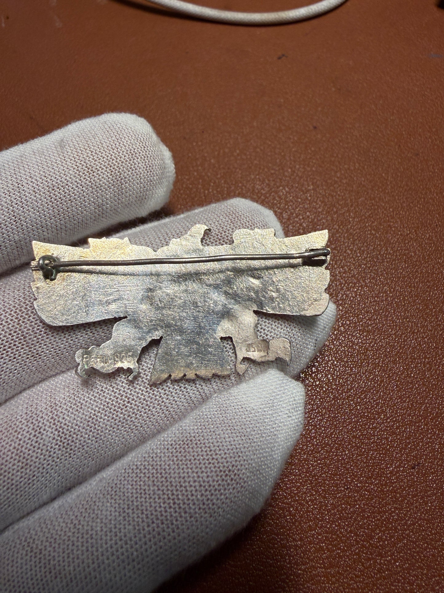 Cuauhtemoc Aztec Emperor Descending Eagle Pin Sterling 925 Peru 13g Vintage (#5)