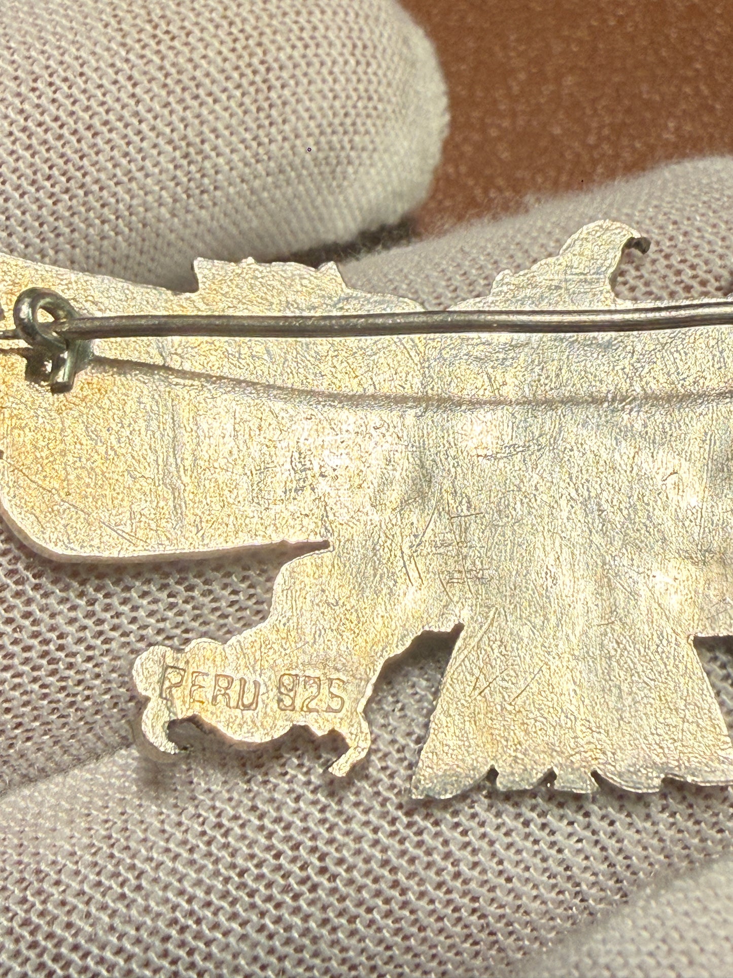 Cuauhtemoc Aztec Emperor Descending Eagle Pin Sterling 925 Peru 13g Vintage (#5)