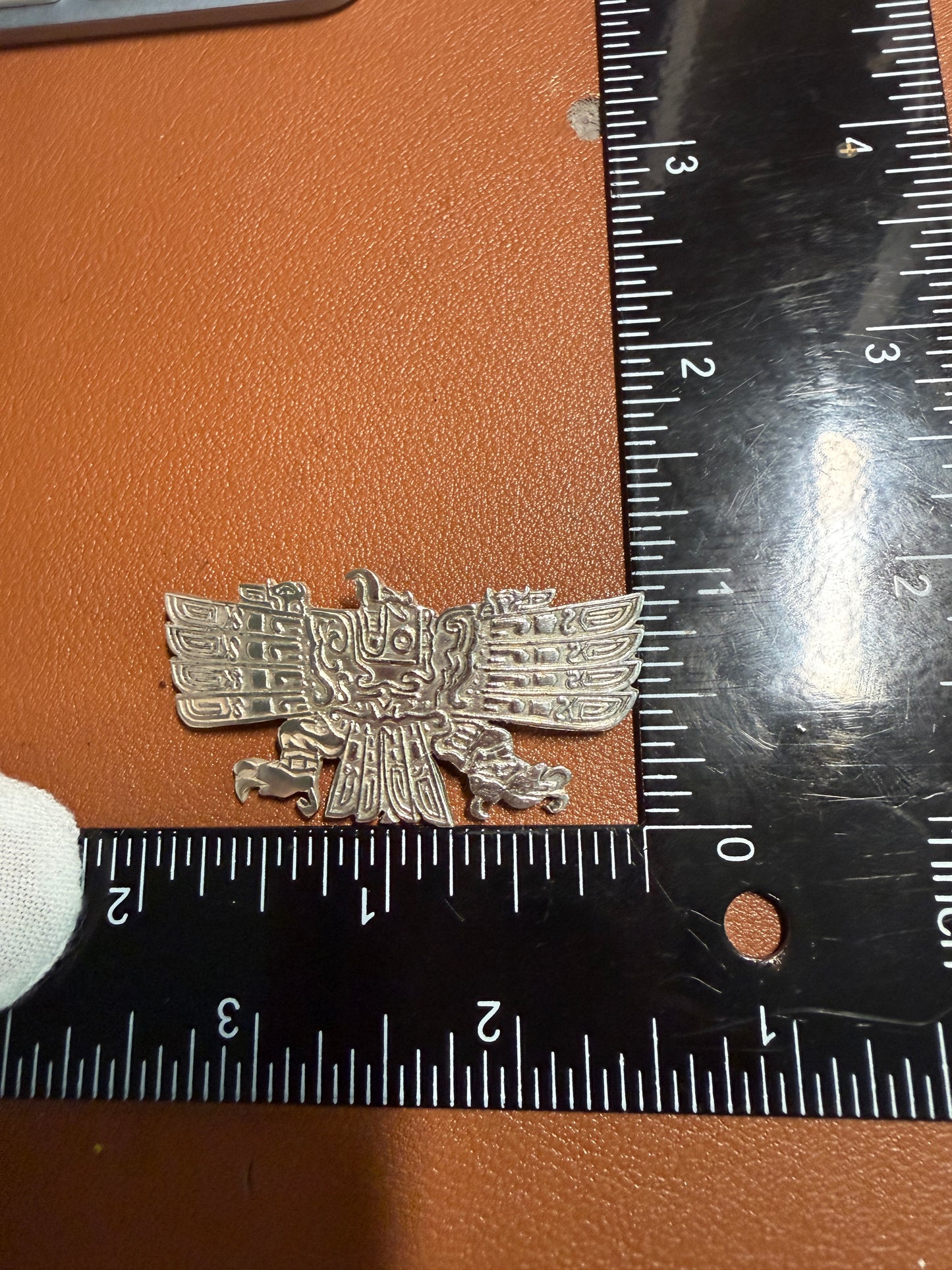 Cuauhtemoc Aztec Emperor Descending Eagle Pin Sterling 925 Peru 13g Vintage (#5)