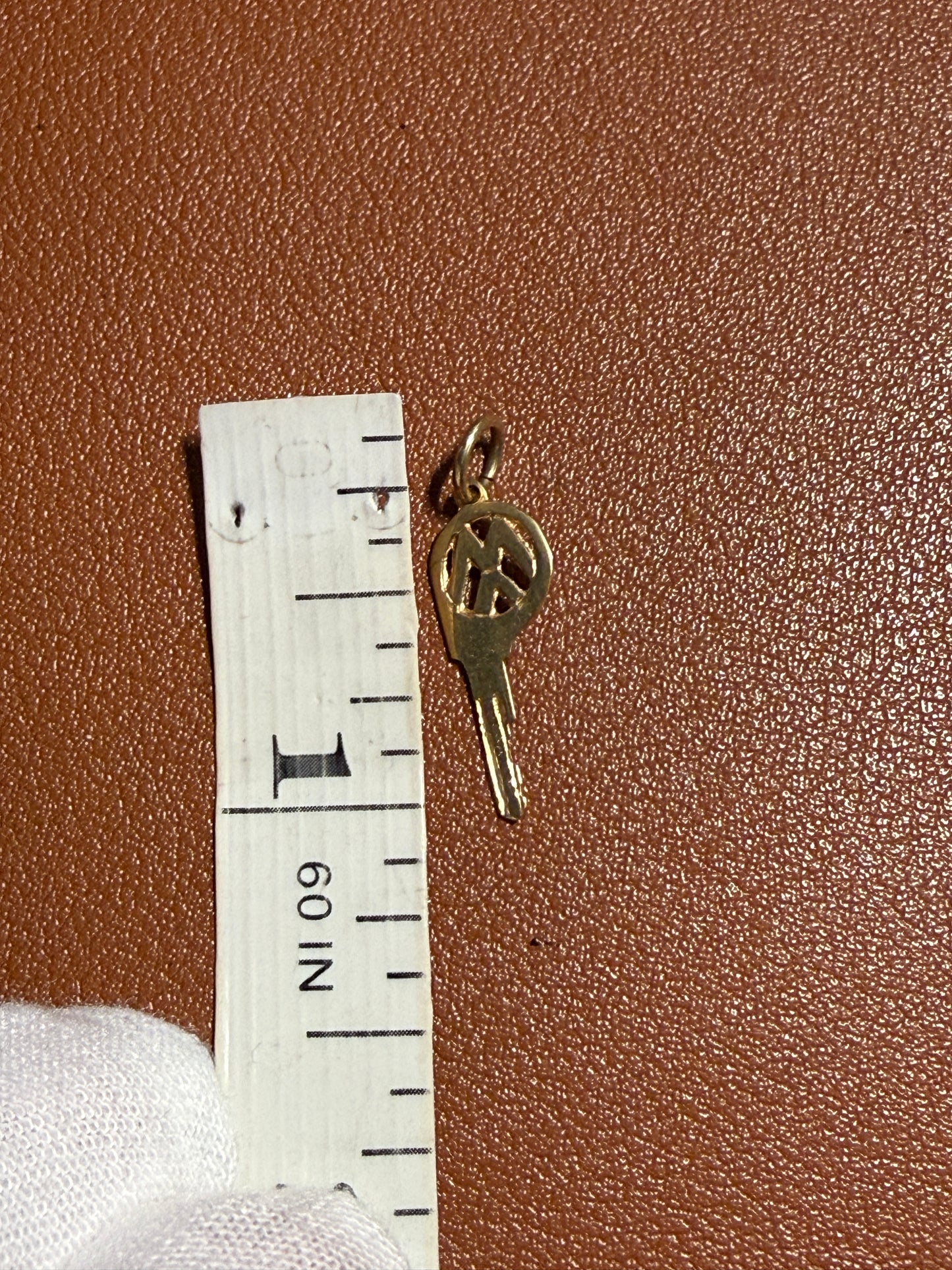Rare 14k Solid Gold Key Charm, VW Bug Volks Wagon key pendant, pre-owned (#H)