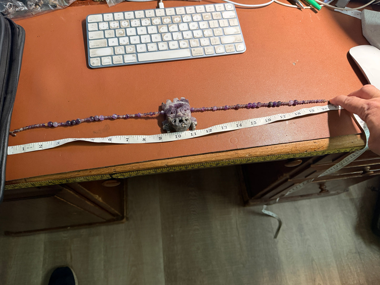 Rare Amethyst Tlaloc Pendant and Beaded Necklace Aztec Mexica Mexican Made #H