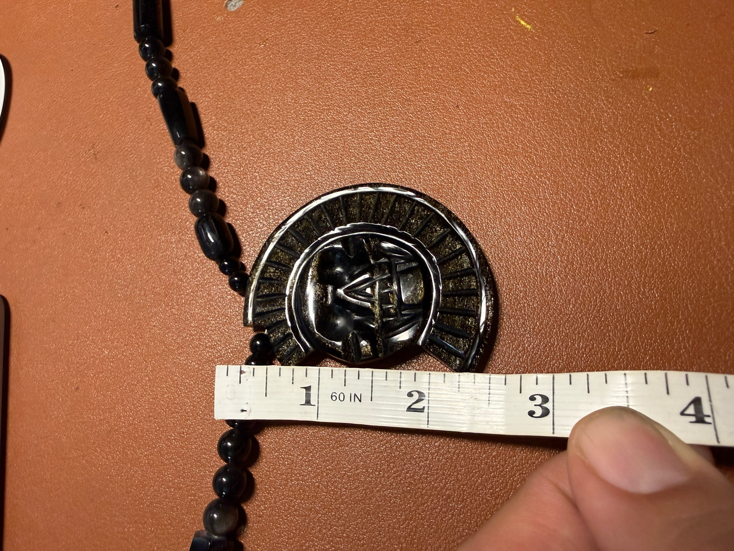 Piedra de Muerte, Stone of Death, Mexican, Gold Sheen Obsidian Pendant, Necklace, Mexico #H