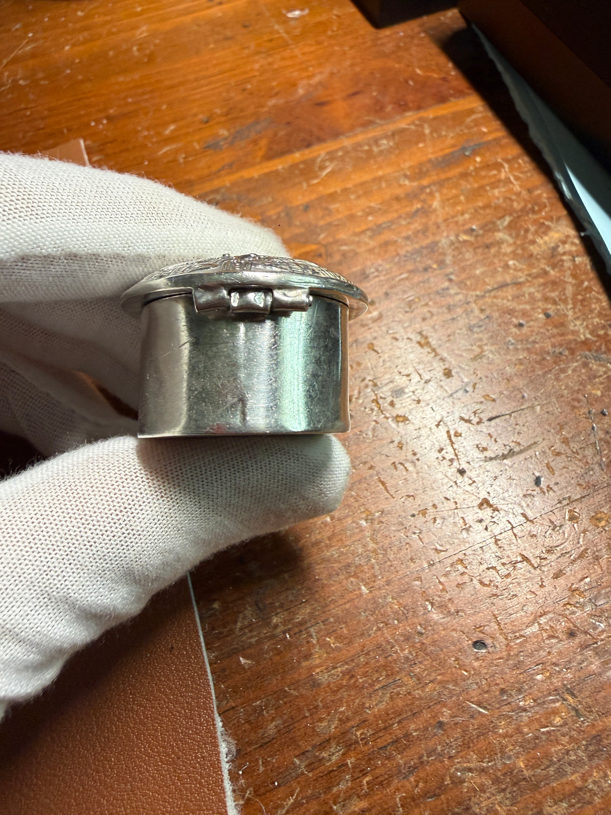 VINTAGE STERLING SILVER MEXICAN AZTEC MAYAN SUN CALENDAR PILL BOX 32g 925 (#Xa42