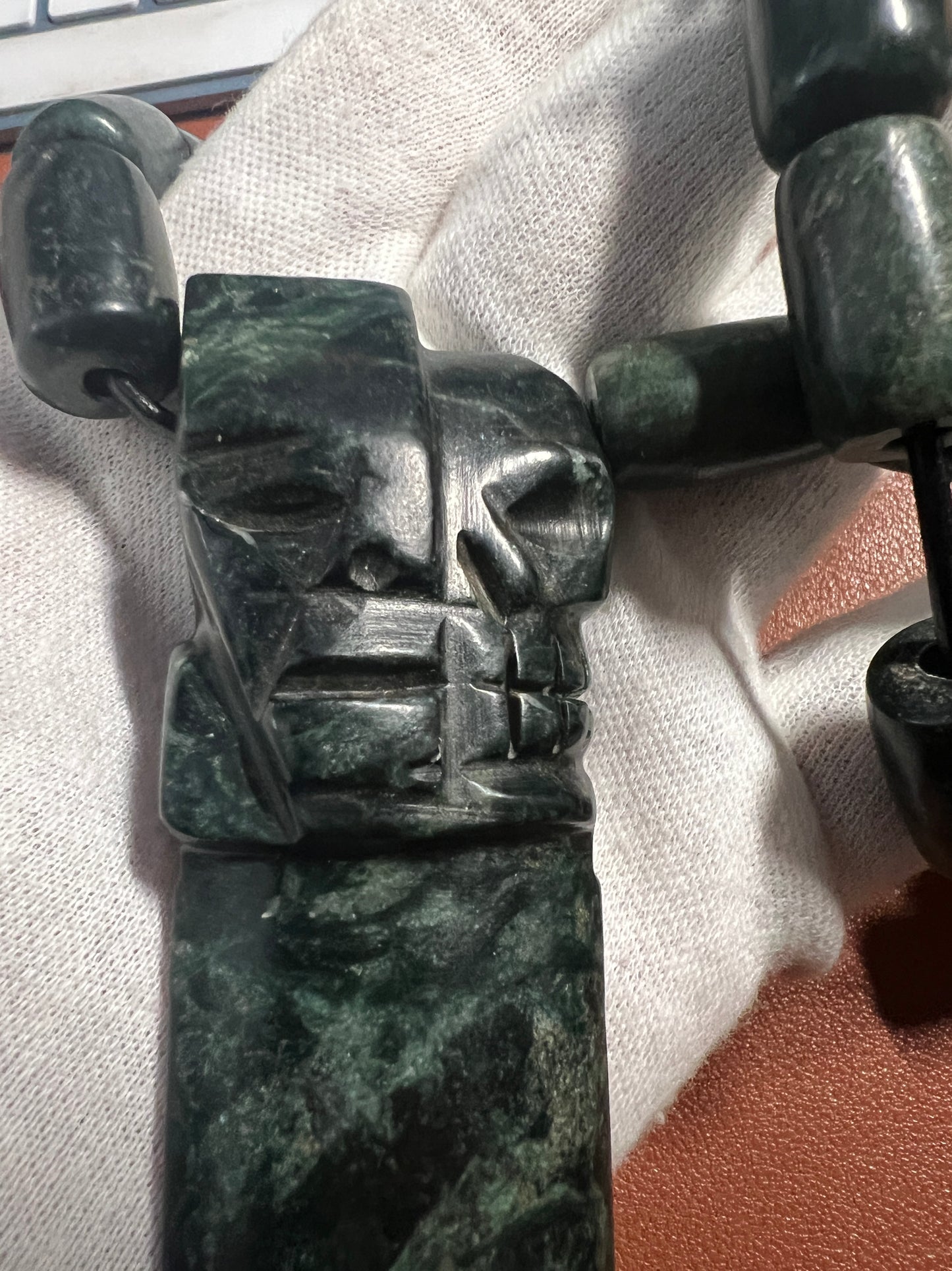 Life and Death Jade Necklace from Mexica Indigenous Indians, Mexico, Mexican, Aztec, Azteca, Skull, Dagger, Sacrifice, Altar, rare (#18)