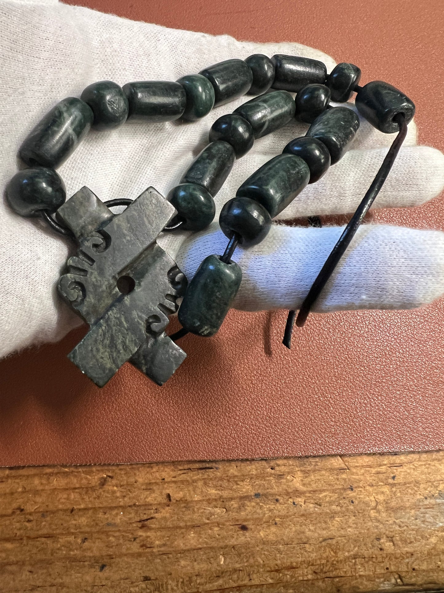 Jade Aztec Ollie Beaded Necklace, Hand Made, Jade Beads, Mexica Ancient Mexican (#17)