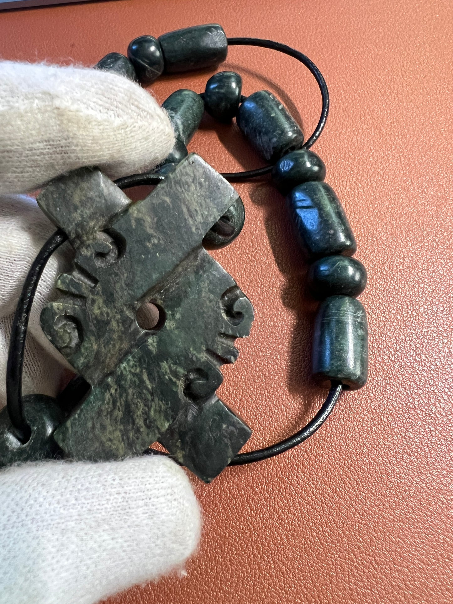 Jade Aztec Ollie Beaded Necklace, Hand Made, Jade Beads, Mexica Ancient Mexican (#17)