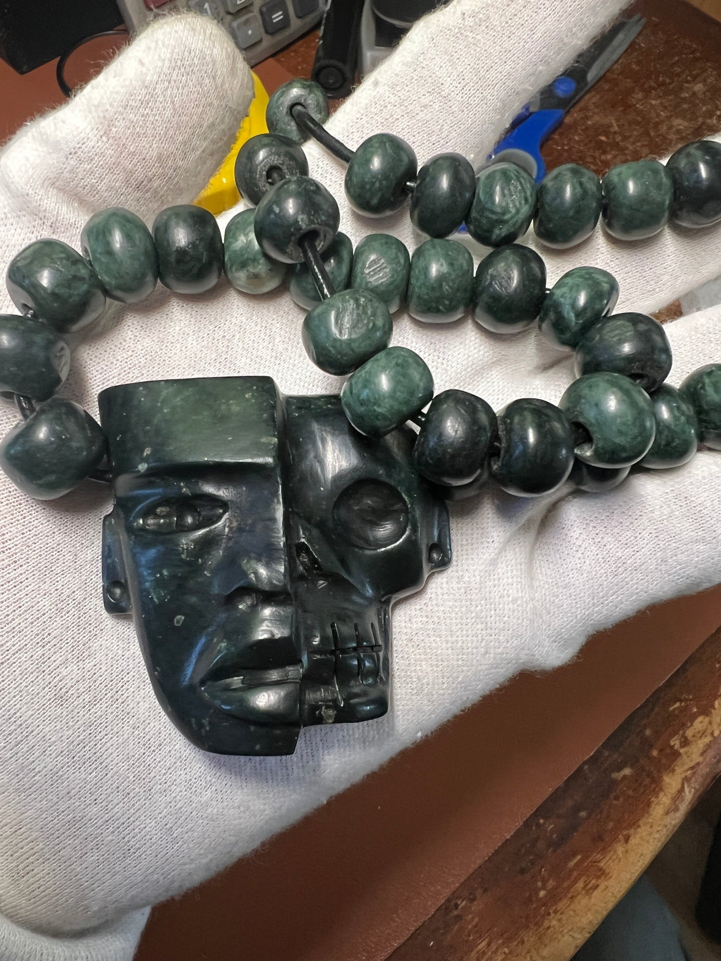 Jade Life and Death Aztec Death Mask Azteca Necklace Mexican Mexico #15