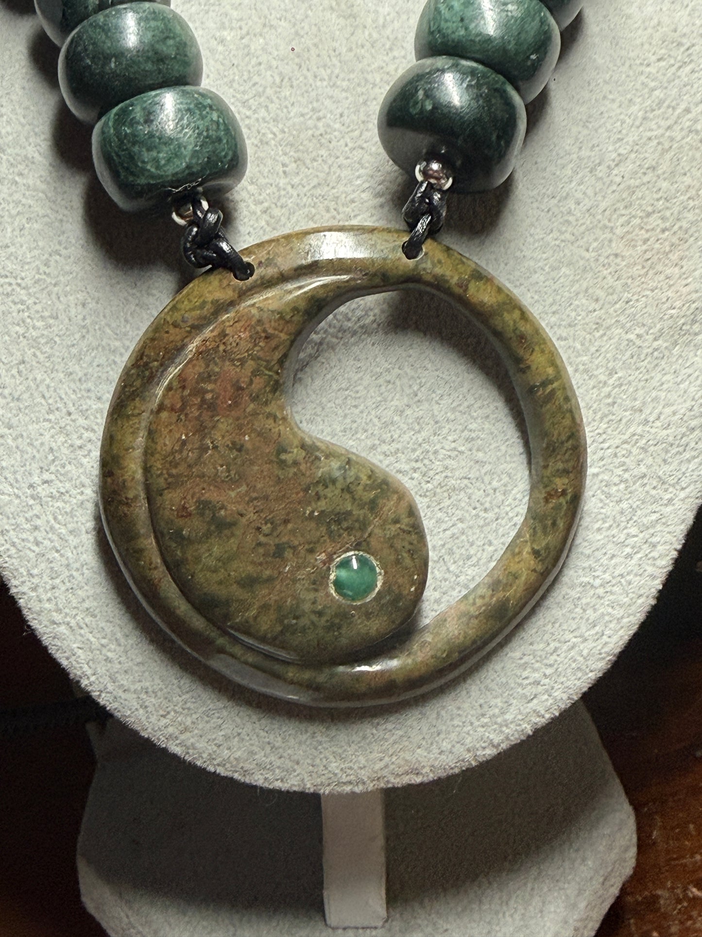 Yin Yang, Serpentine Stone Pendant Necklace from Mexico, Mexican Handmade #20