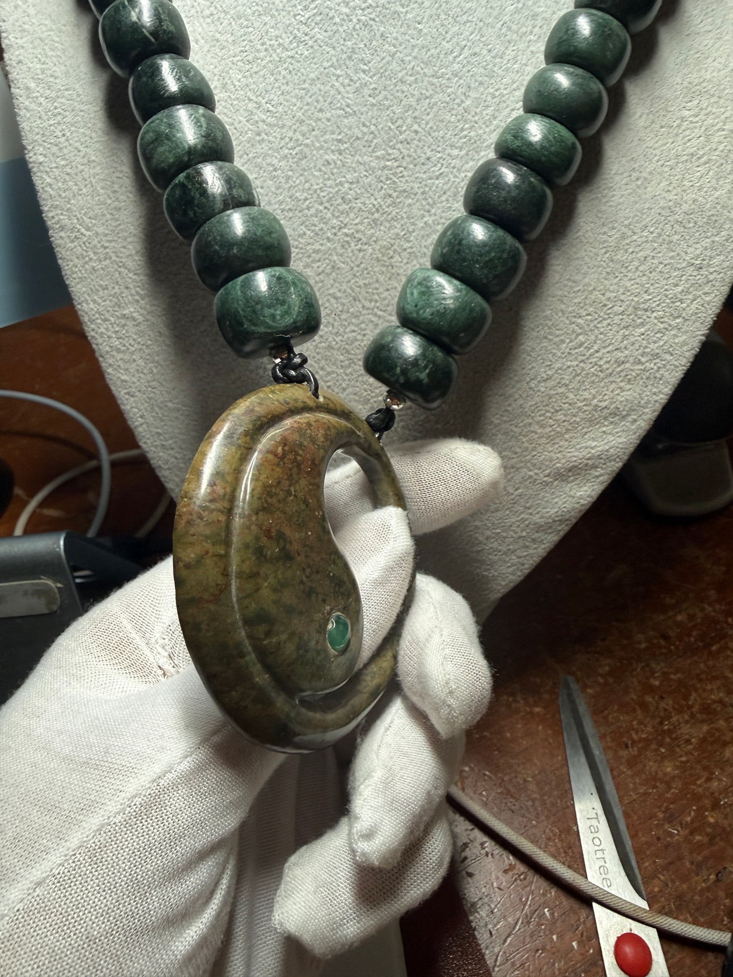 Yin Yang, Serpentine Stone Pendant Necklace from Mexico, Mexican Handmade #20