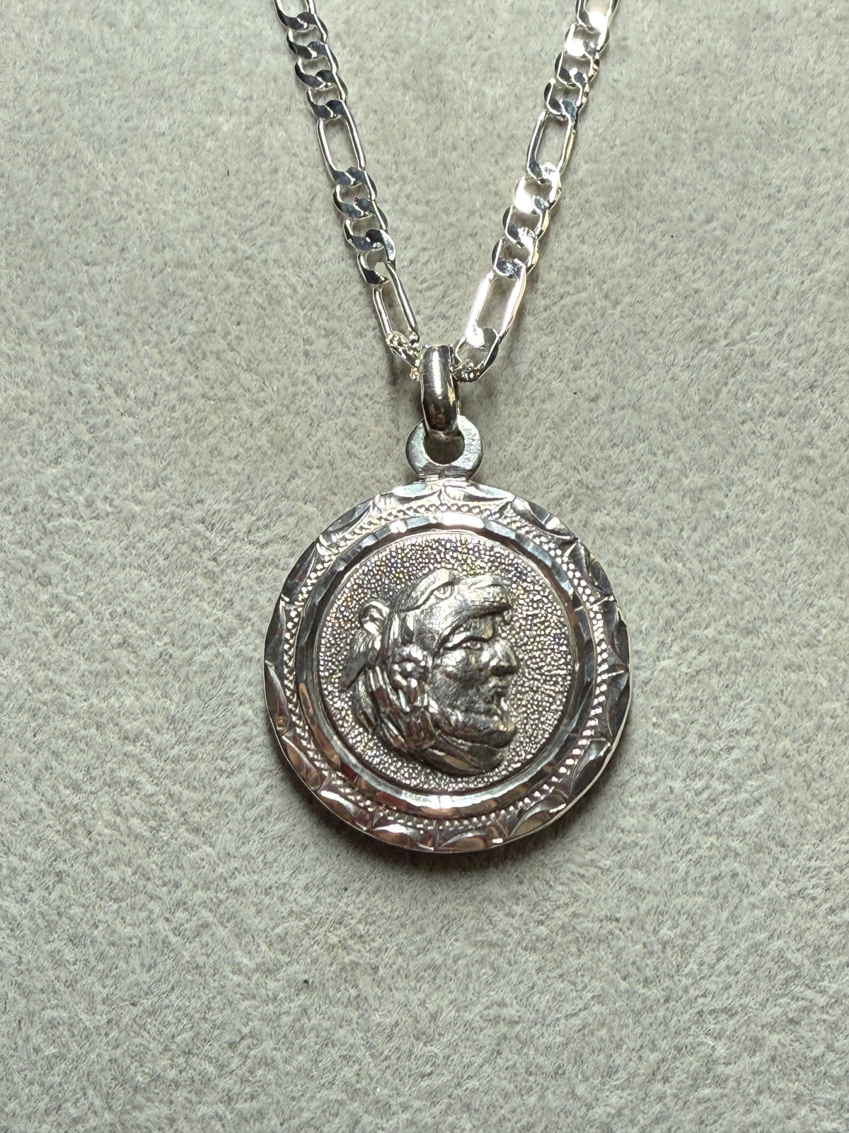 Sterling Silver 925 2 Sides Aztec Jaguar Warrior Calendar Pendant 10.1g (Xa35)