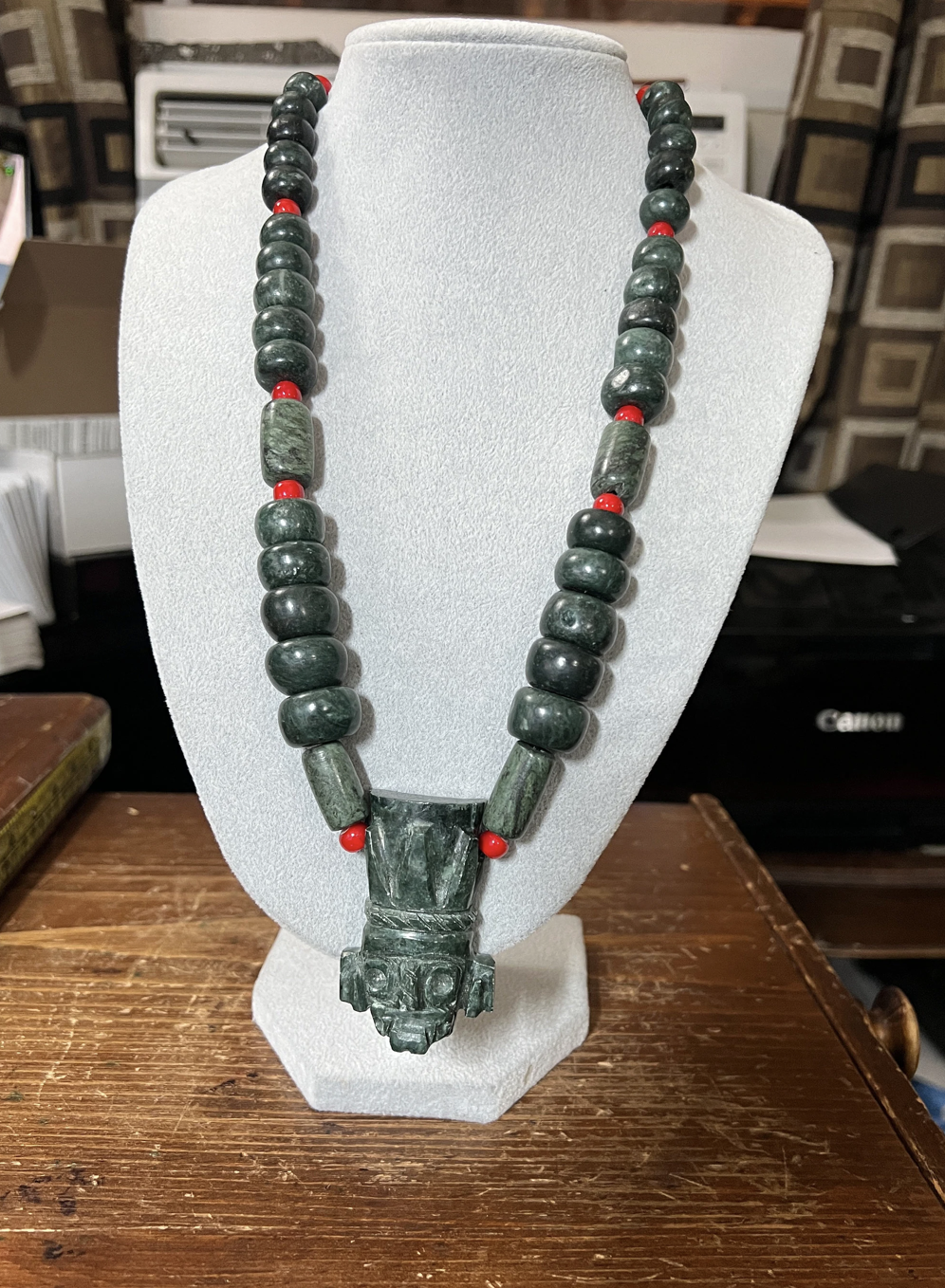 Tlaloc Jade Necklace Adjustable necklace, Aztec Rain God, Mexico, Indigenous Jewelry, Native American, Meso-America, Pre-Hispanic (#B17)