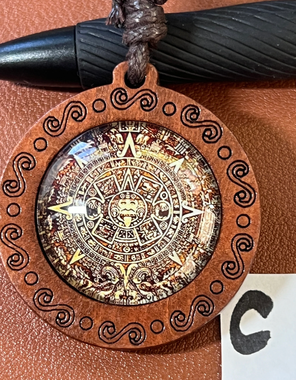 Glow In The Dark Aztec Calendar Pendant, Mexica, Mexico, Mexican, Adjustable, Calendario Azteca, Indigenous, Tonatiuh, Sun Sol Face (#15)