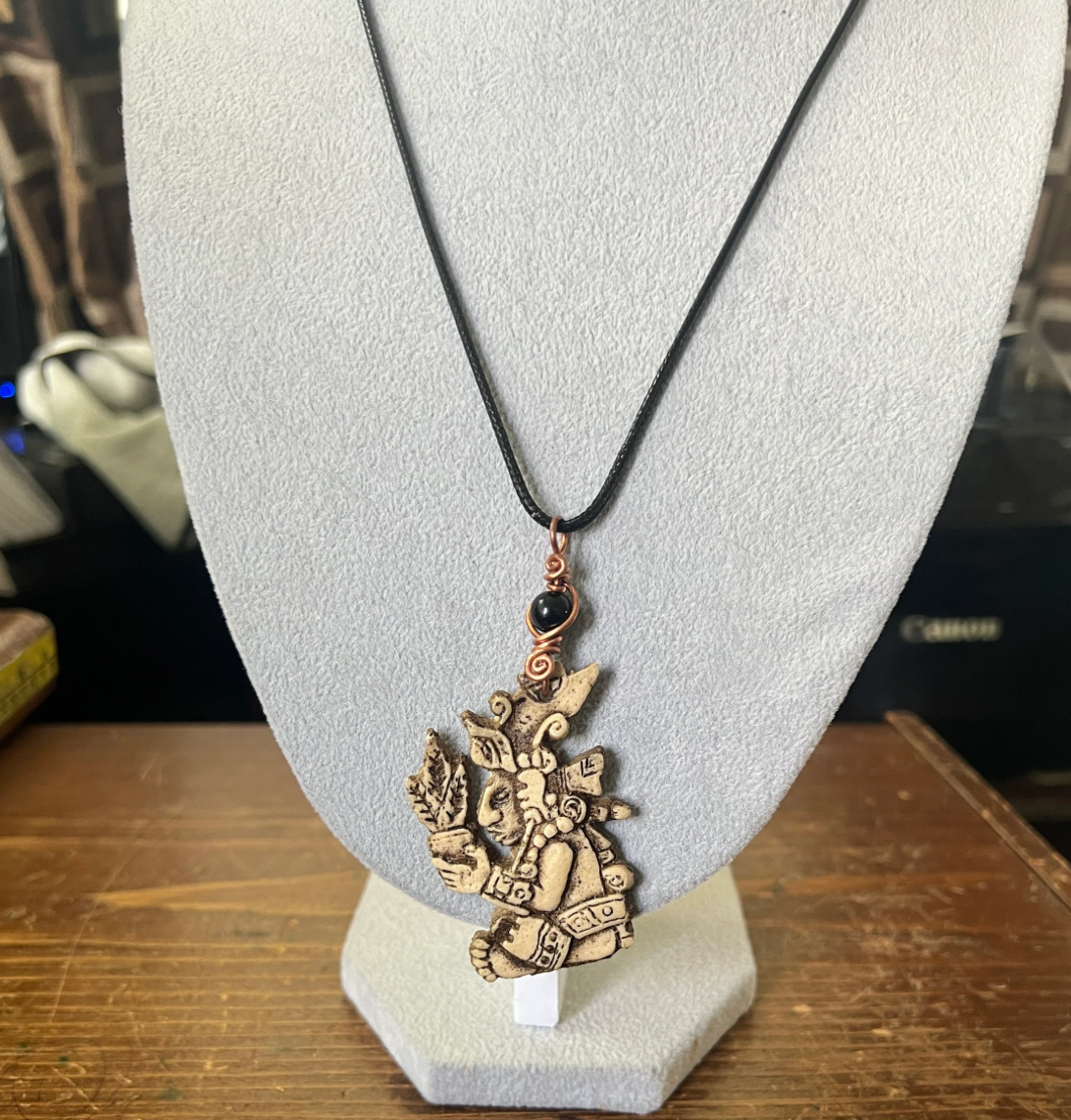 Hun Hunahpu Mayan Corn God, Necklace, Maya Pendant, Resin, Mexican, Mexico, indigenous art and jewelry, Tribal, Aguila, Pre-Hispanic  (#14)