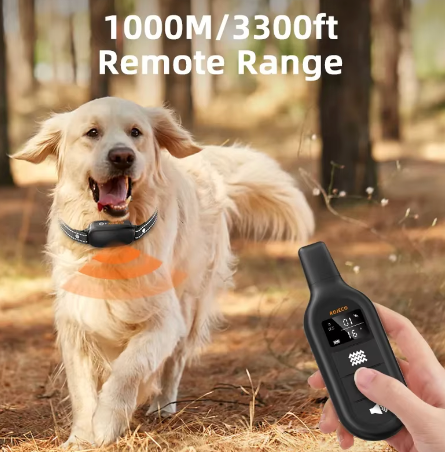 ROJECO Electric Dog Training Collar Digital Rechargeable Remote Control IPX7 Waterproof Vibrator Pet Dog Bark Stop Shock Collar