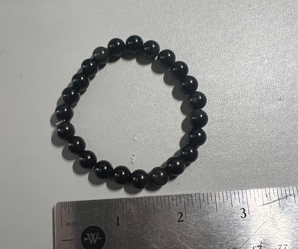 Black Obsidian Bracelet Women Girls Handmade Natural Stone (#7)