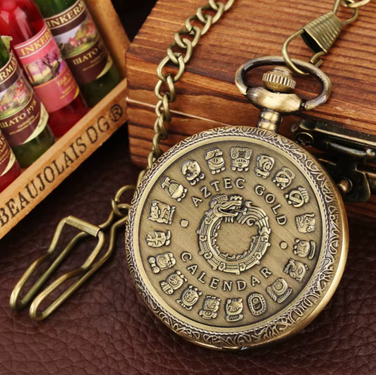 Aztec Quetzalcoatl or Mayan Kukulkan Pocket Watch Bronze Quartz Pocket Vintage Collection (#22